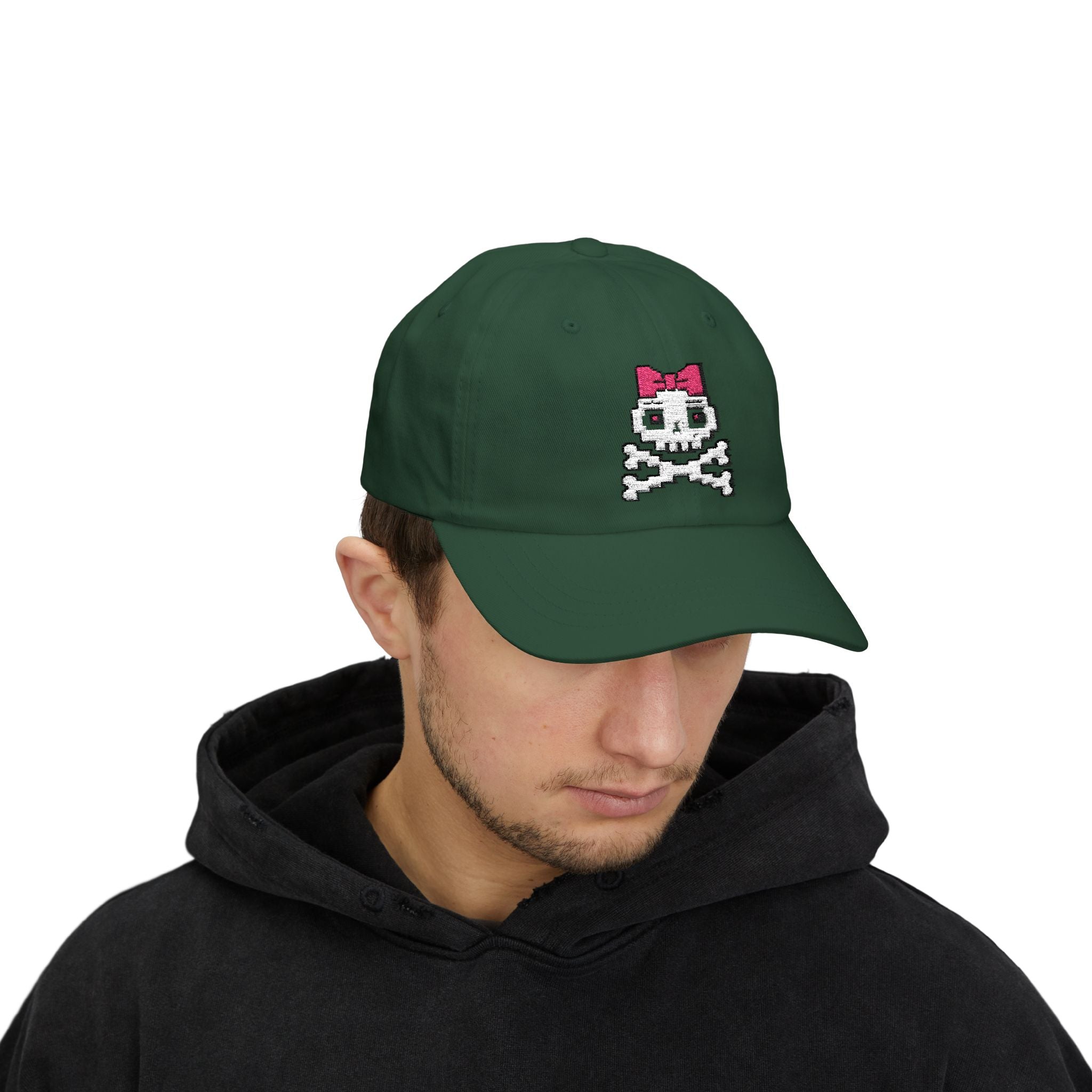 Skull & Bow Dad Cap — Cute Pirate Skull Embroidered Baseball Hat