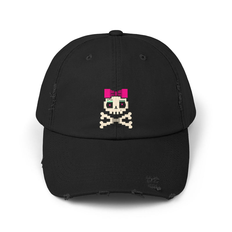 Distressed Skull & Crossbones Cap — Pixel Pink Bow Hat