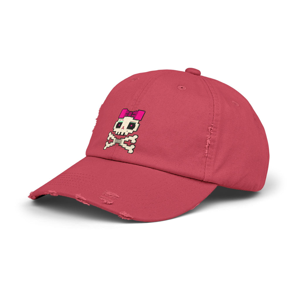 Distressed Skull & Crossbones Cap — Pixel Pink Bow Hat