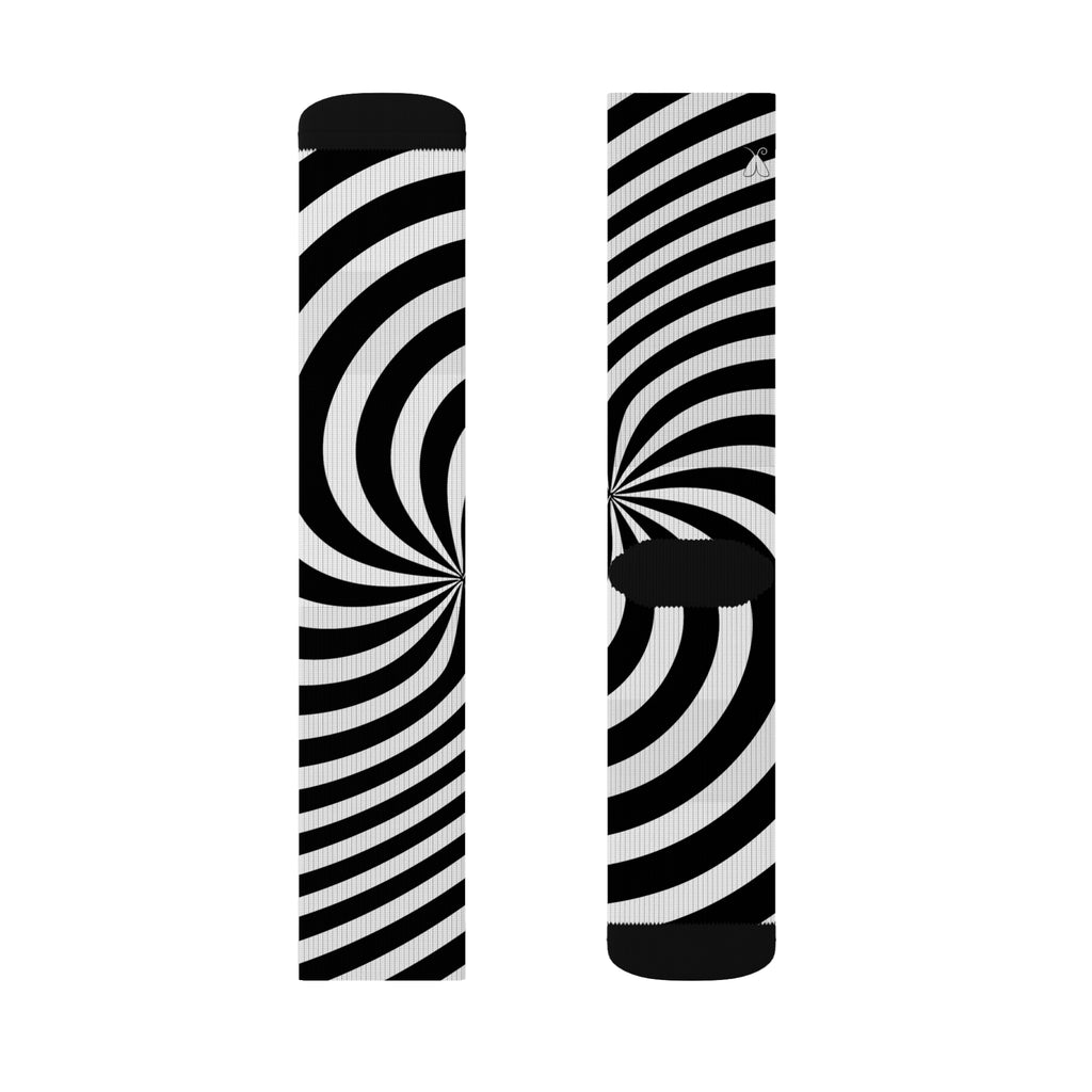 Signal: Direktive-Socken – Op-Art-Sublimationssocken, Psychedelic-Funky-Socken, Strümpfe mit optischer Täuschung, Socken mit Retro-Print, Schuhe mit geometrischem Muster