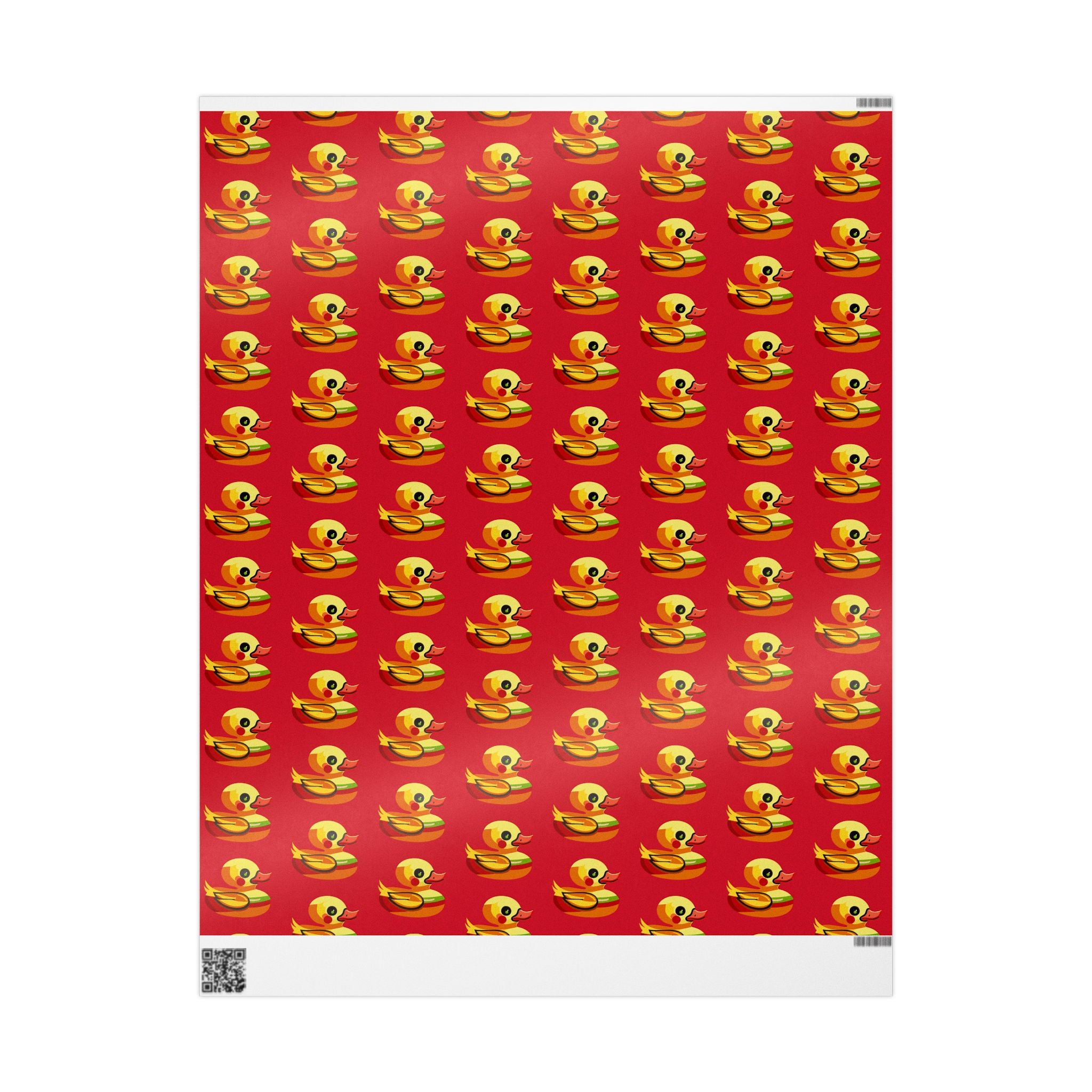 Duck Pattern Wrapping Paper Roll — Festive Red Cartoon Duck Gift Wrap for Birthdays & Holidays