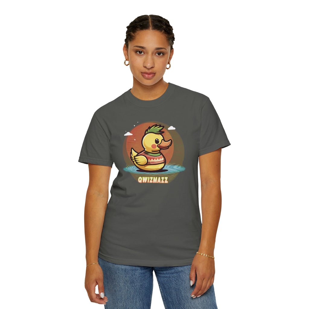 Quimbly the Duck Graphic T-Shirt — Cute Retro Rubber Duck Illustration (QWIZMAZZ)