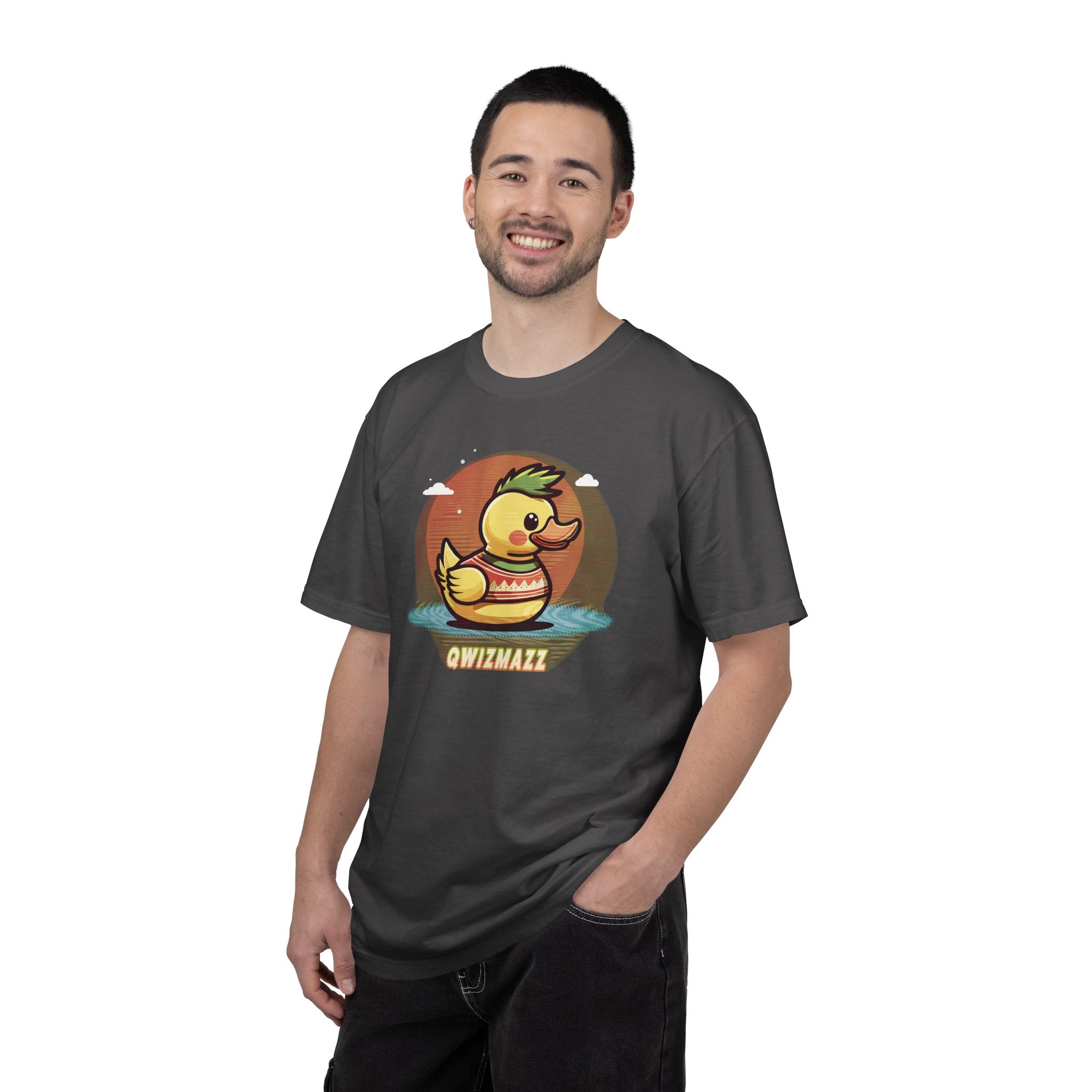 Quimbly the Duck Graphic T-Shirt — Cute Retro Rubber Duck Illustration (QWIZMAZZ)