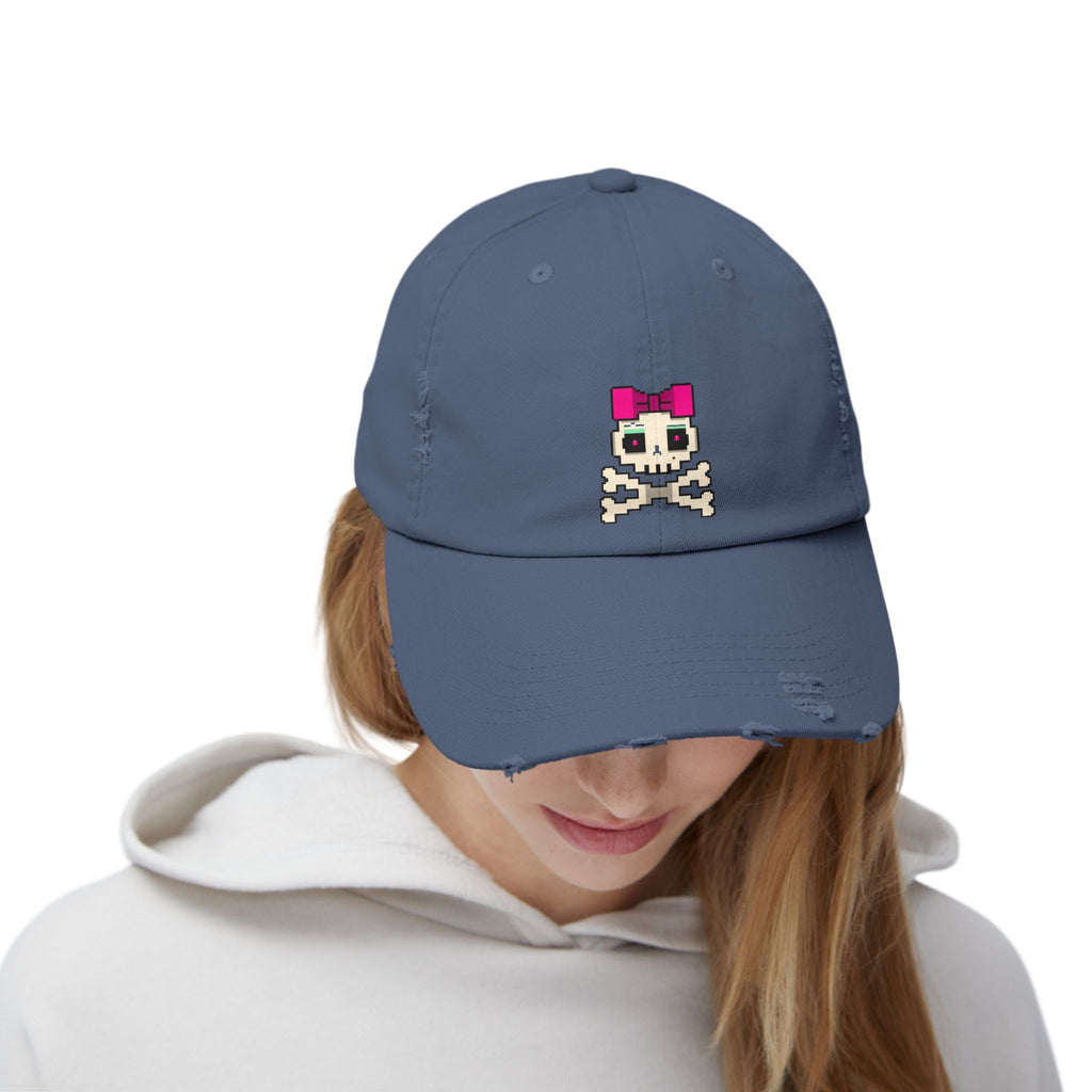 Distressed Skull & Crossbones Cap — Pixel Pink Bow Hat