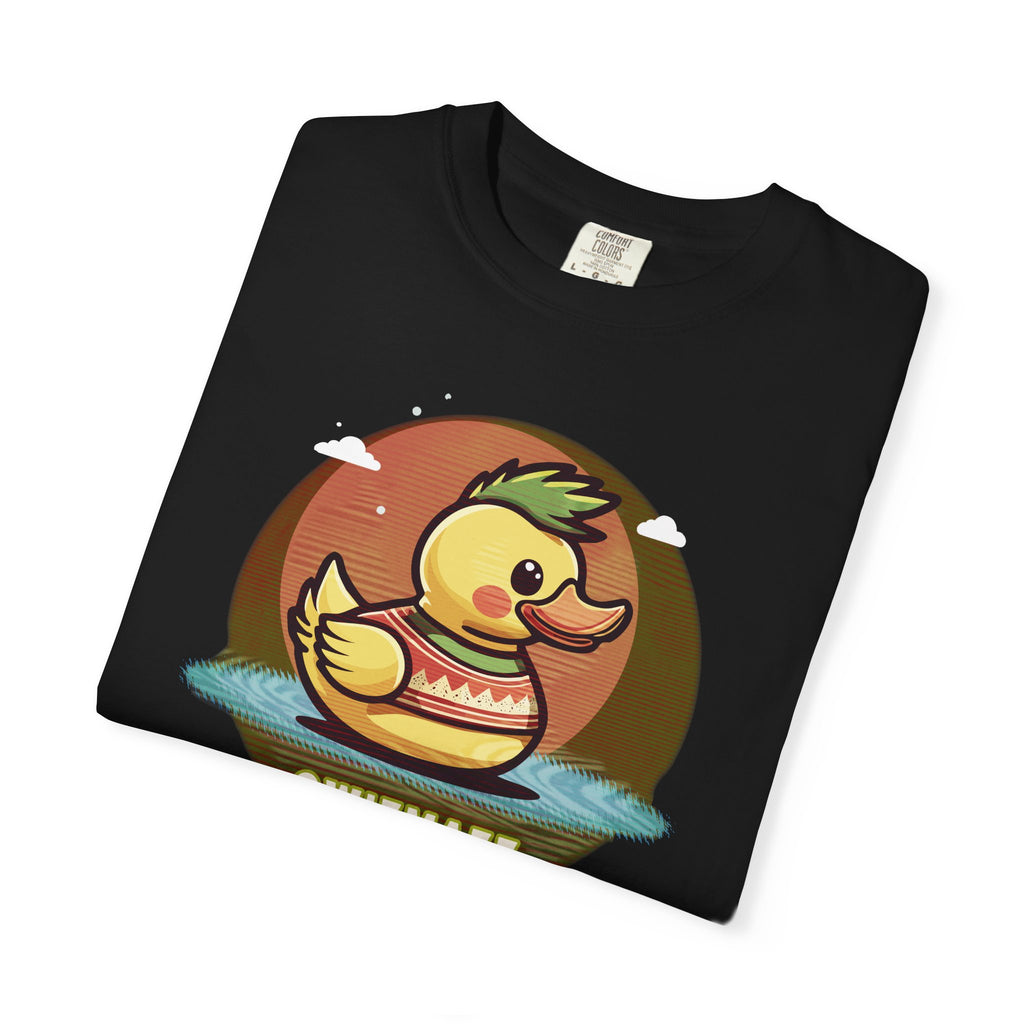 Quimbly the Duck Graphic T-Shirt — Cute Retro Rubber Duck Illustration (QWIZMAZZ)