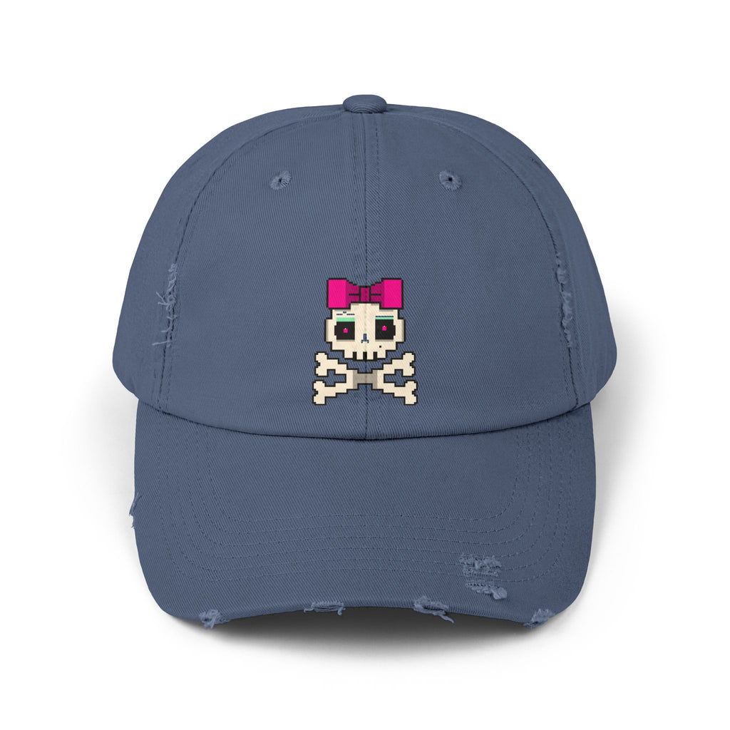 Distressed Skull & Crossbones Cap — Pixel Pink Bow Hat