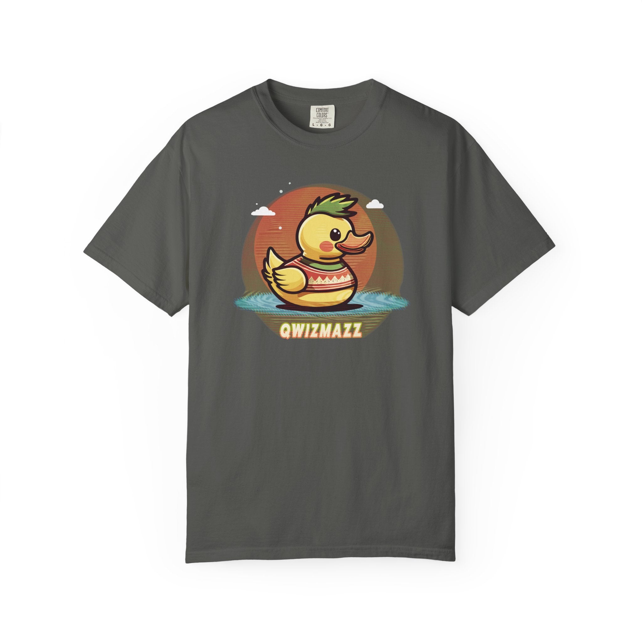 Quimbly the Duck Graphic T-Shirt — Cute Retro Rubber Duck Illustration (QWIZMAZZ)
