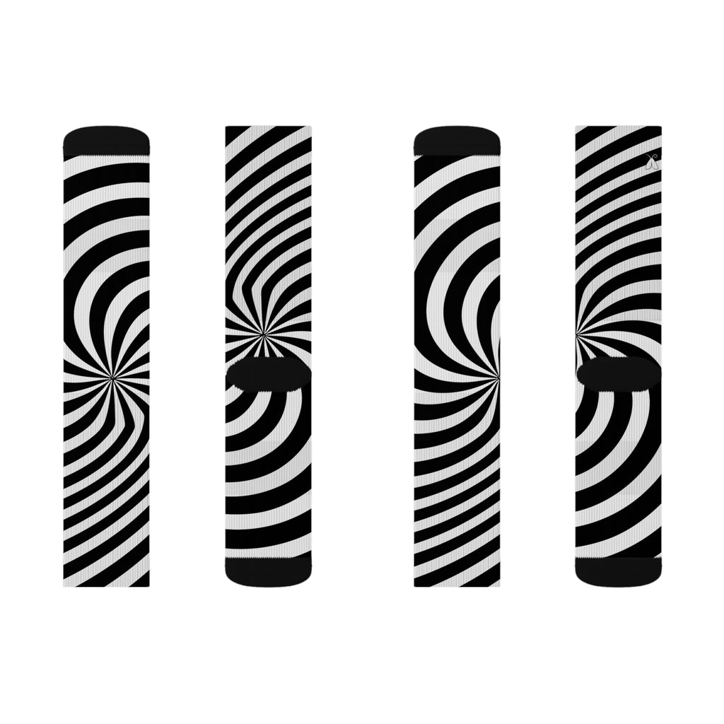 Signal: Direktive-Socken – Op-Art-Sublimationssocken, Psychedelic-Funky-Socken, Strümpfe mit optischer Täuschung, Socken mit Retro-Print, Schuhe mit geometrischem Muster