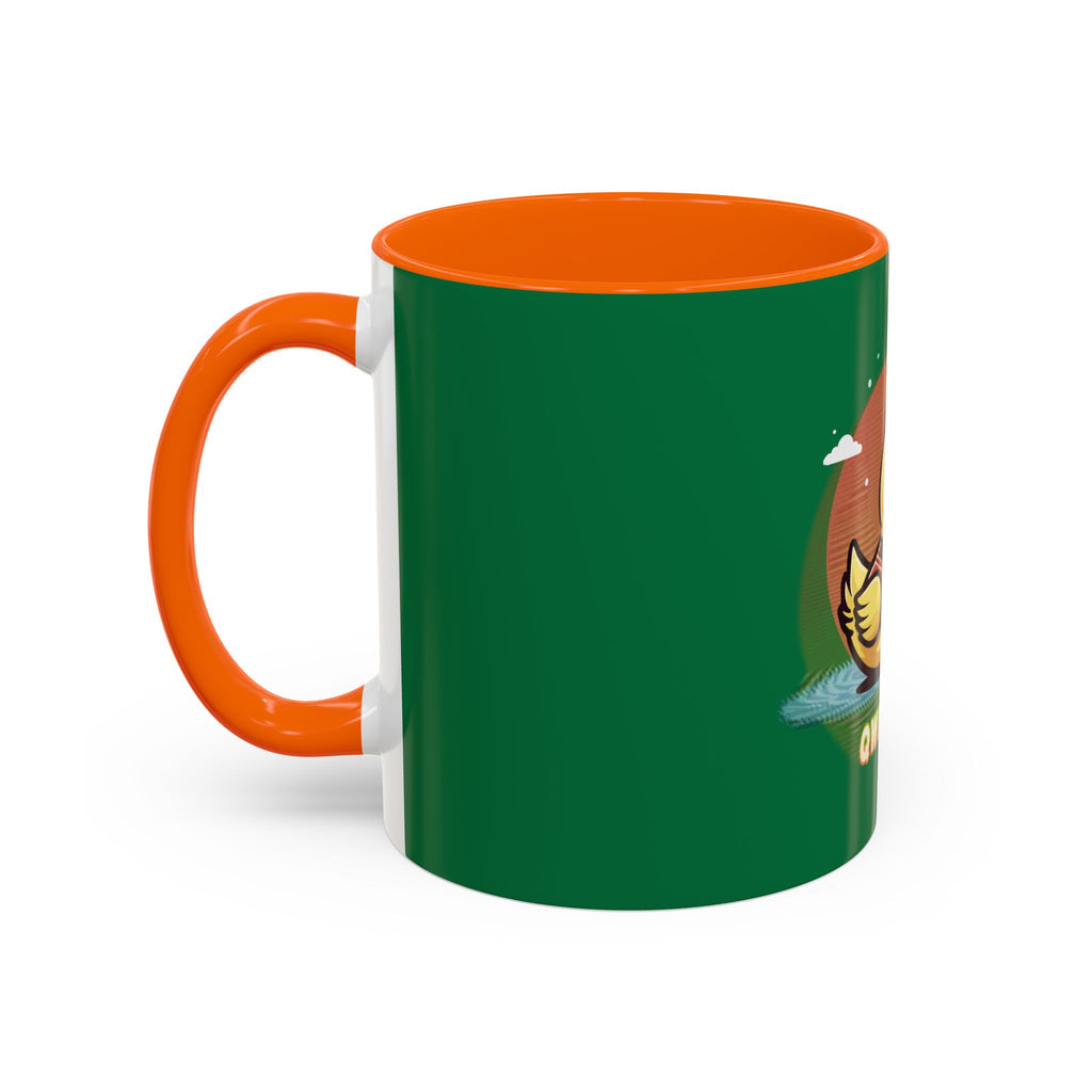 Quimbly the Duck Rubber Duck Coffee Mug - 'QWIZMAZZ' Accent Ceramic Mug (Green)