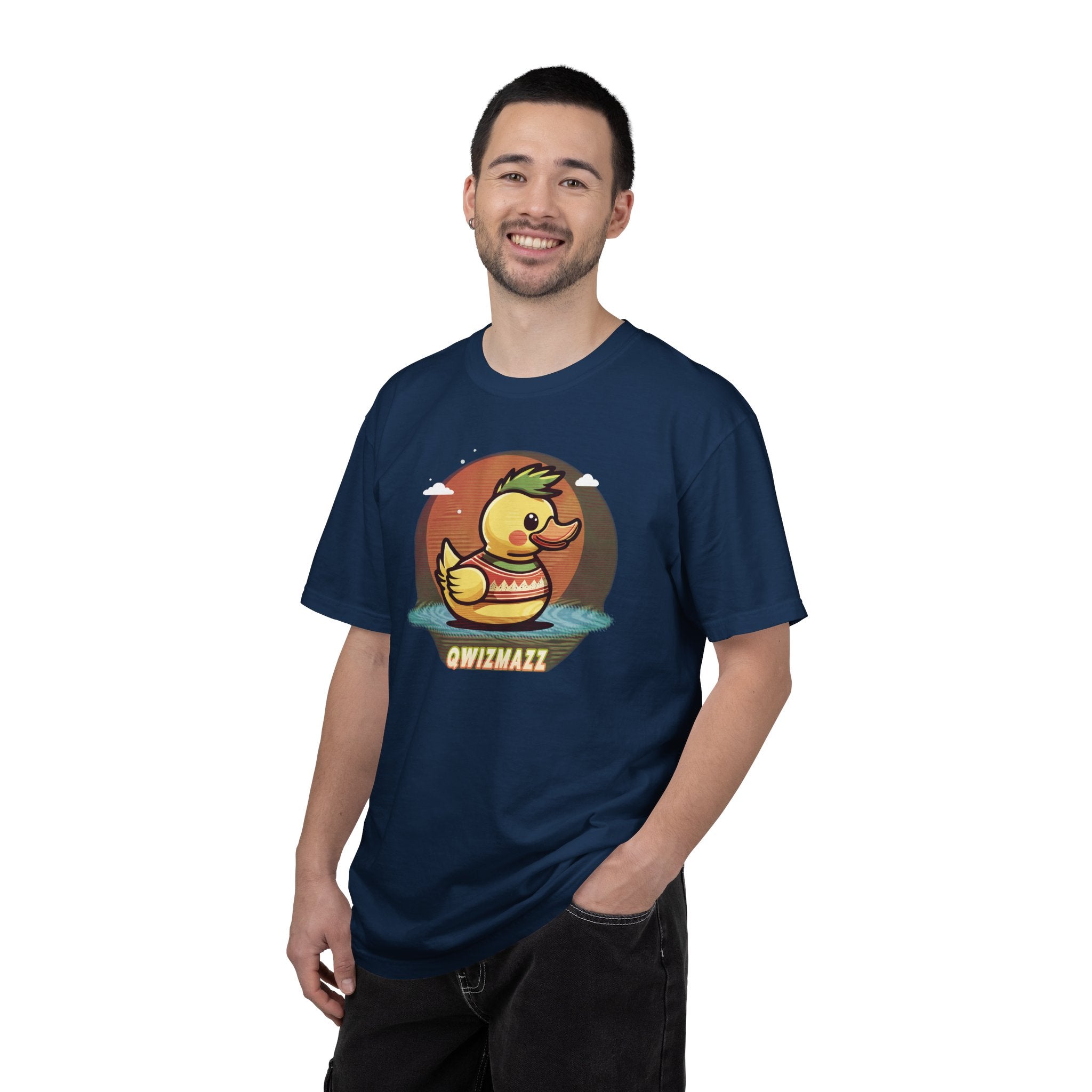 Quimbly the Duck Graphic T-Shirt — Cute Retro Rubber Duck Illustration (QWIZMAZZ)
