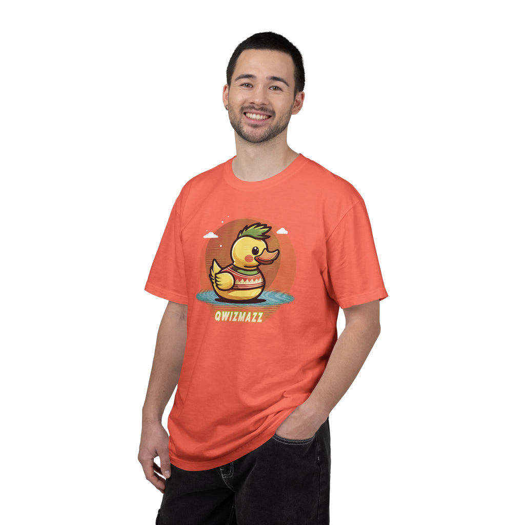 Quimbly the Duck Graphic T-Shirt — Cute Retro Rubber Duck Illustration (QWIZMAZZ)