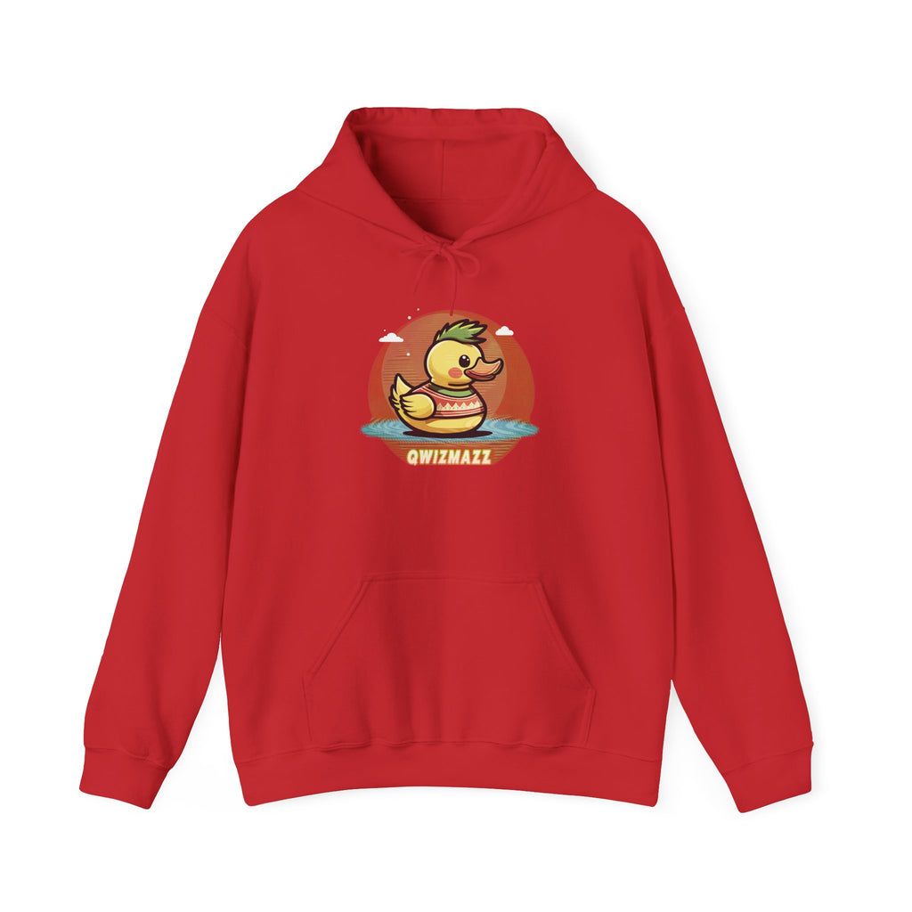 Cute Retro Rubber Duck Hoodie — "QWIZMAZZ" Graphic Pullover