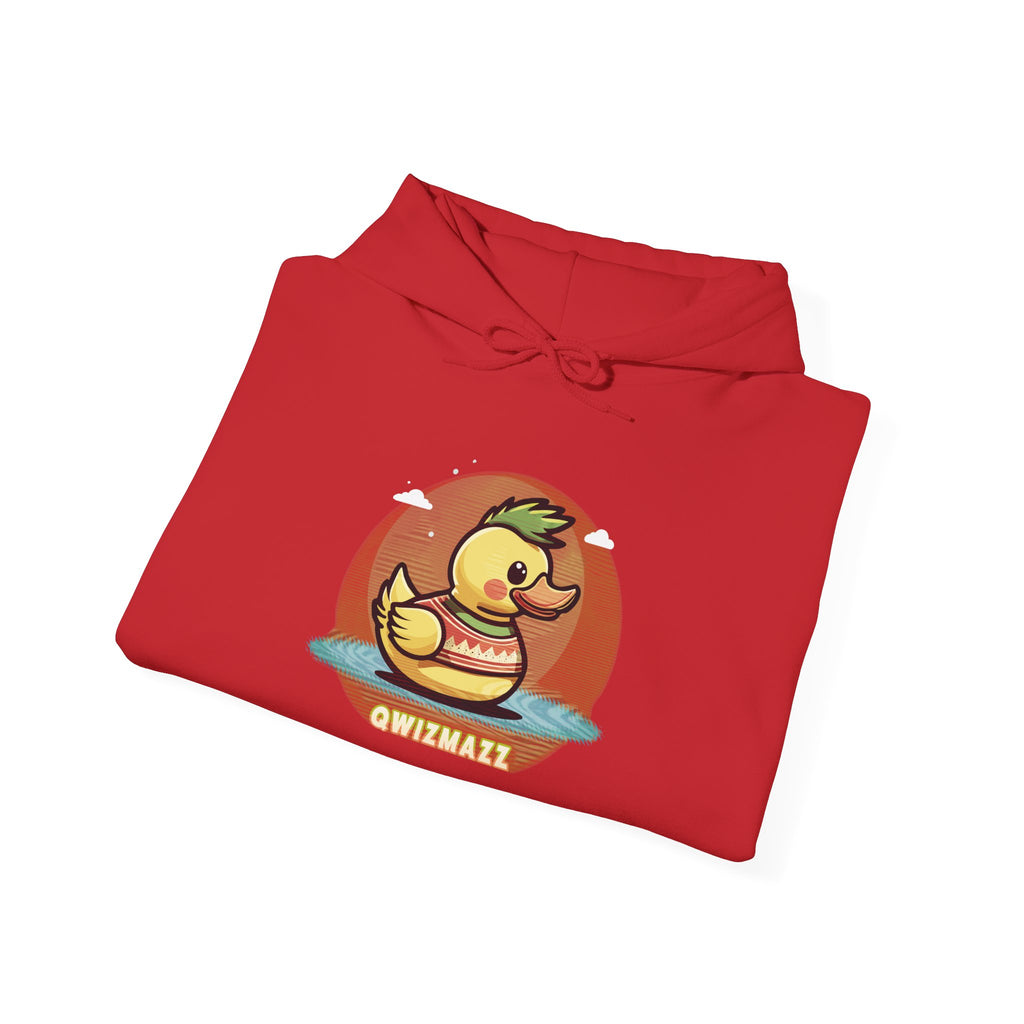 Cute Retro Rubber Duck Hoodie — "QWIZMAZZ" Graphic Pullover
