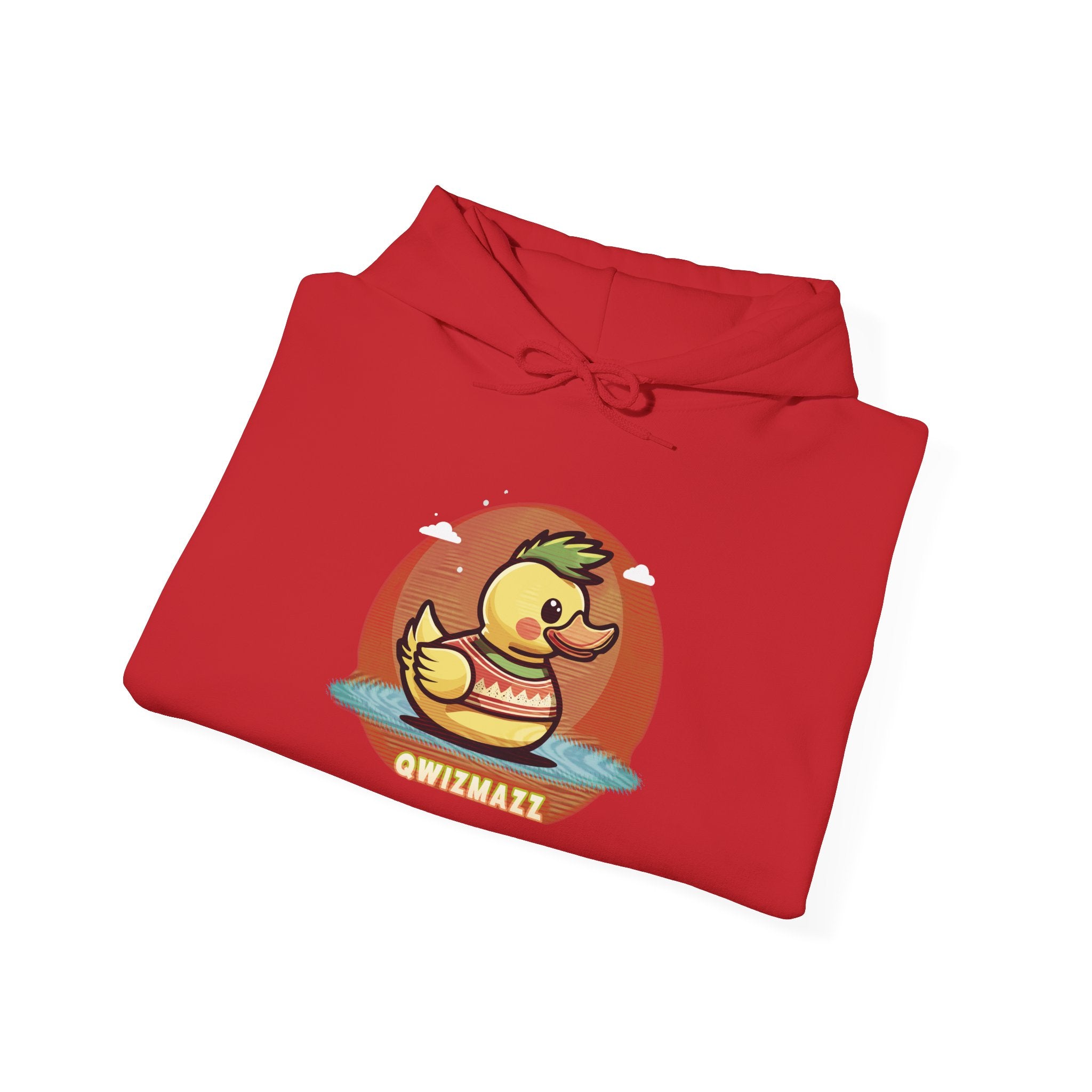 Cute Retro Rubber Duck Hoodie — "QWIZMAZZ" Graphic Pullover