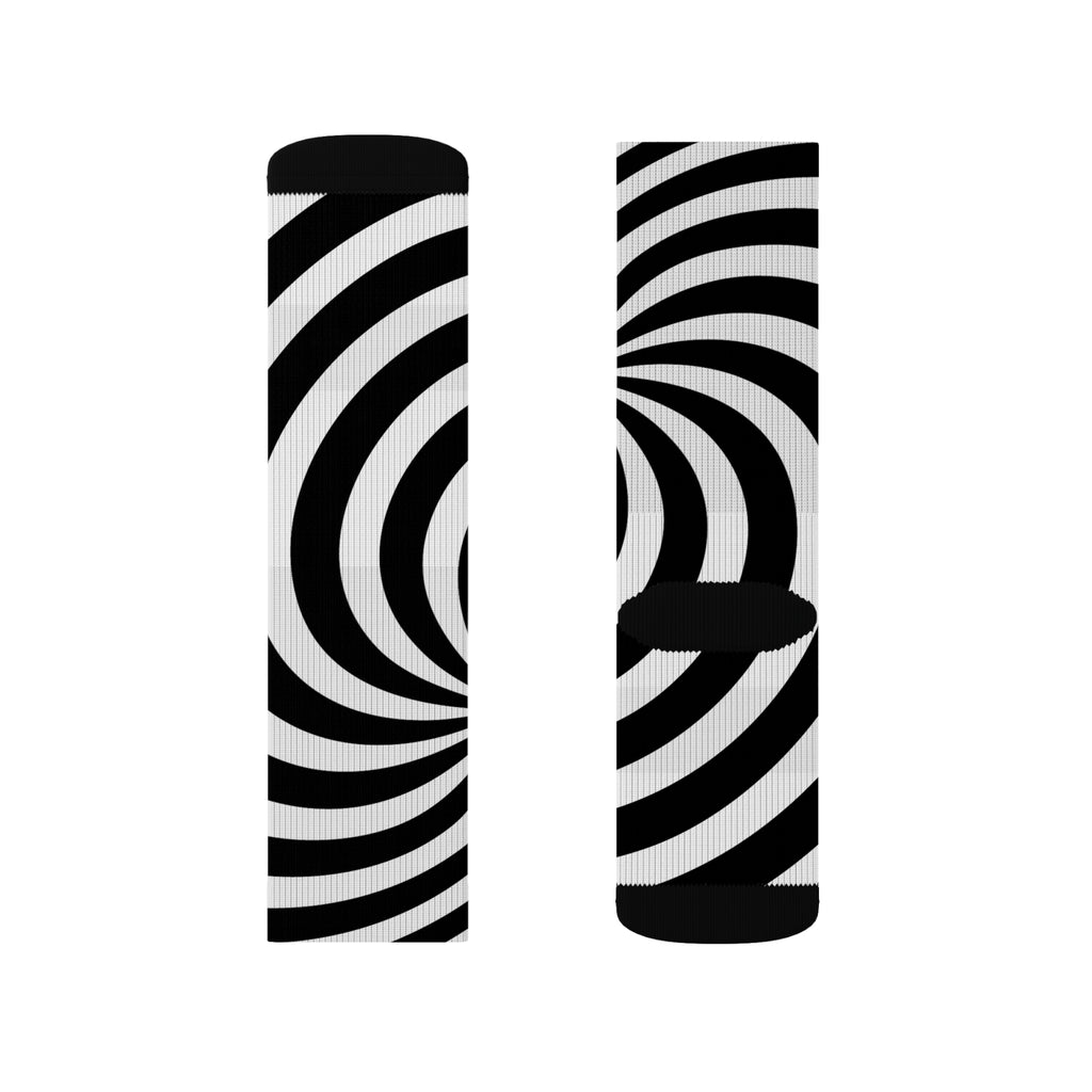 Signal: Direktive-Socken – Op-Art-Sublimationssocken, Psychedelic-Funky-Socken, Strümpfe mit optischer Täuschung, Socken mit Retro-Print, Schuhe mit geometrischem Muster