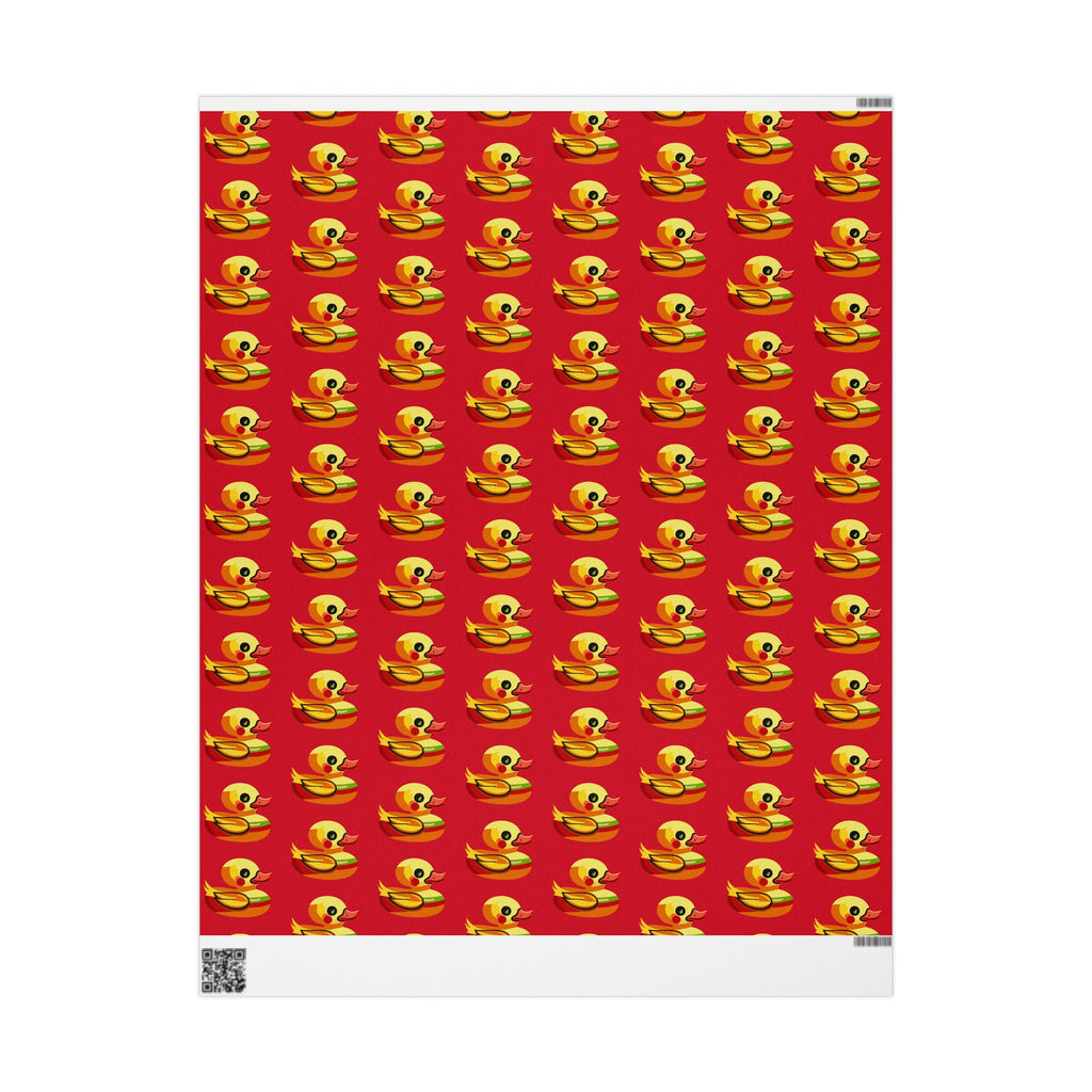 Duck Pattern Wrapping Paper Roll — Festive Red Cartoon Duck Gift Wrap for Birthdays & Holidays