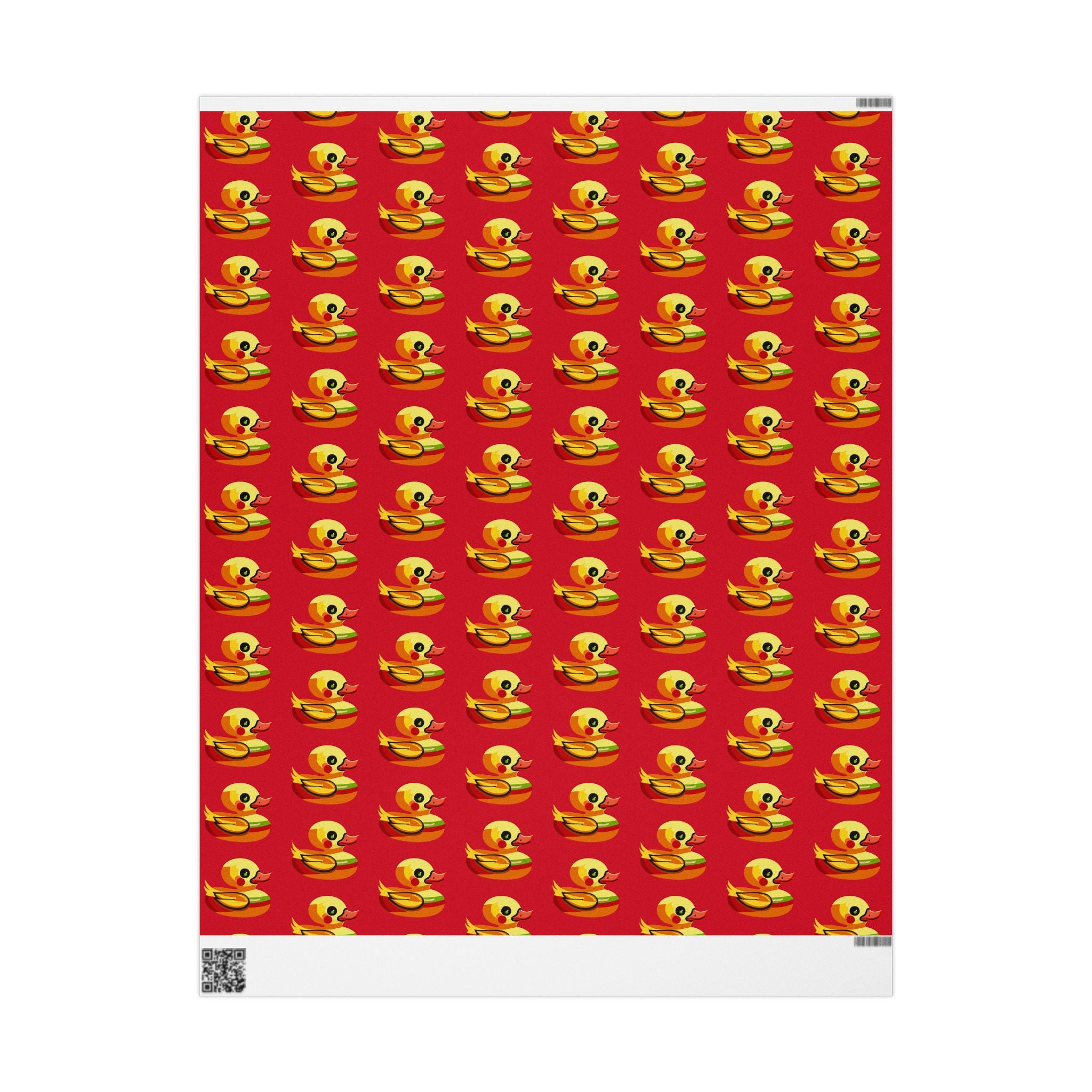 Duck Pattern Wrapping Paper Roll — Festive Red Cartoon Duck Gift Wrap for Birthdays & Holidays