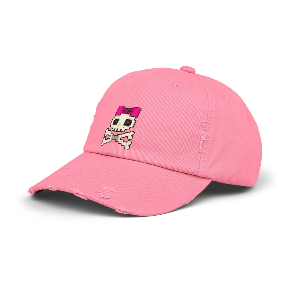 Distressed Skull & Crossbones Cap — Pixel Pink Bow Hat
