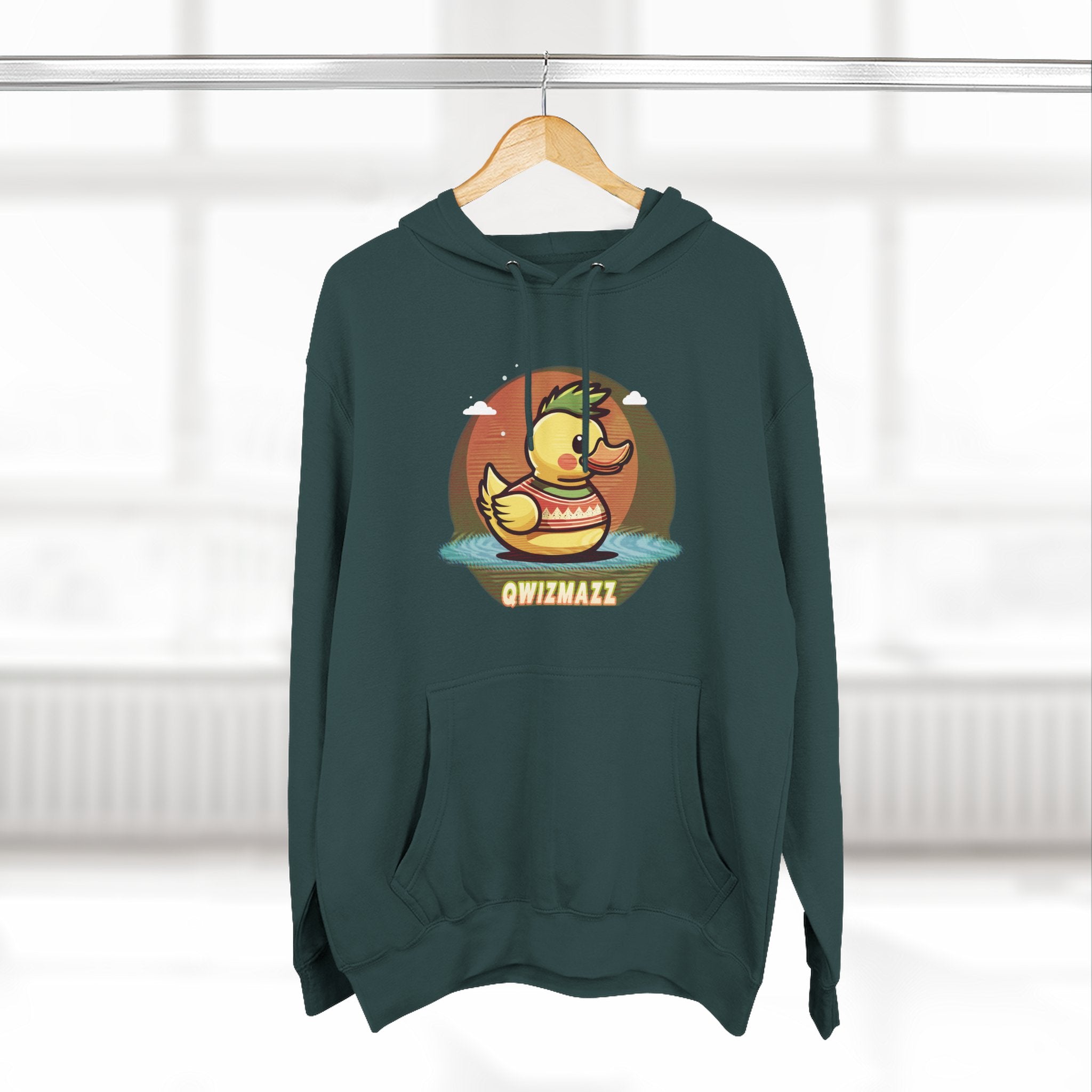 Quimbly the Duck Rubber Duck Retro Hoodie — QWIZMAZZ Graphic Pullover