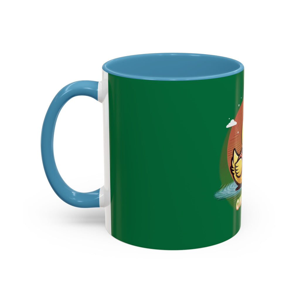 Quimbly the Duck Rubber Duck Coffee Mug - 'QWIZMAZZ' Accent Ceramic Mug (Green)