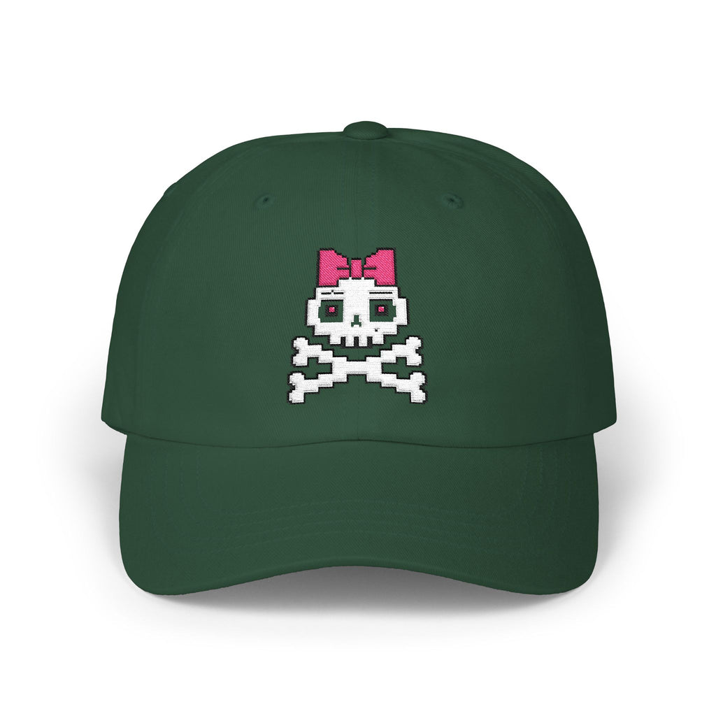 Skull & Bow Dad Cap — Cute Pirate Skull Embroidered Baseball Hat
