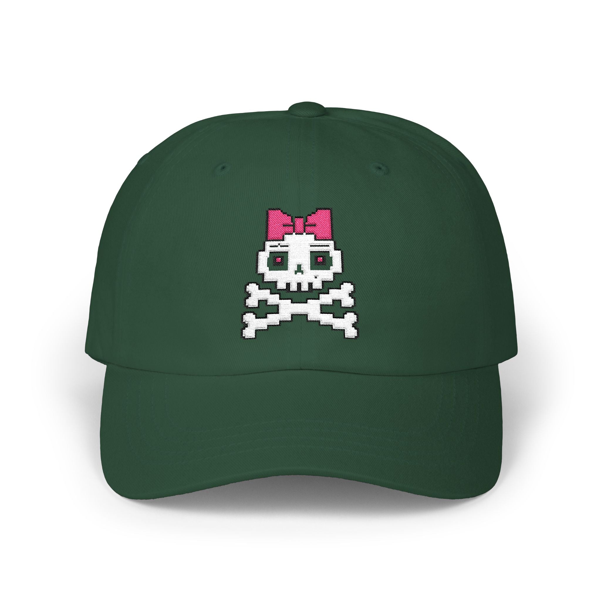 Skull & Bow Dad Cap — Cute Pirate Skull Embroidered Baseball Hat