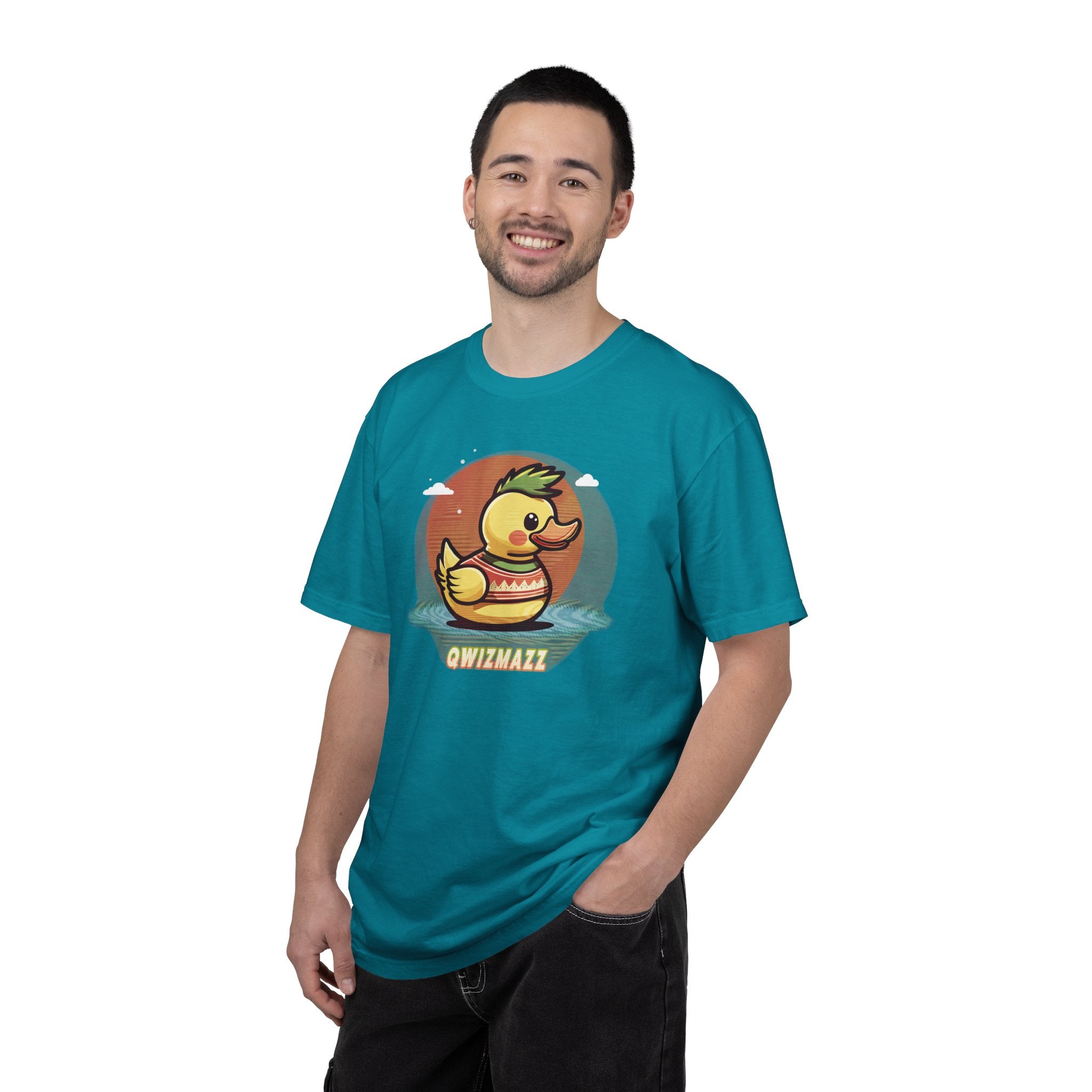 Quimbly the Duck Graphic T-Shirt — Cute Retro Rubber Duck Illustration (QWIZMAZZ)