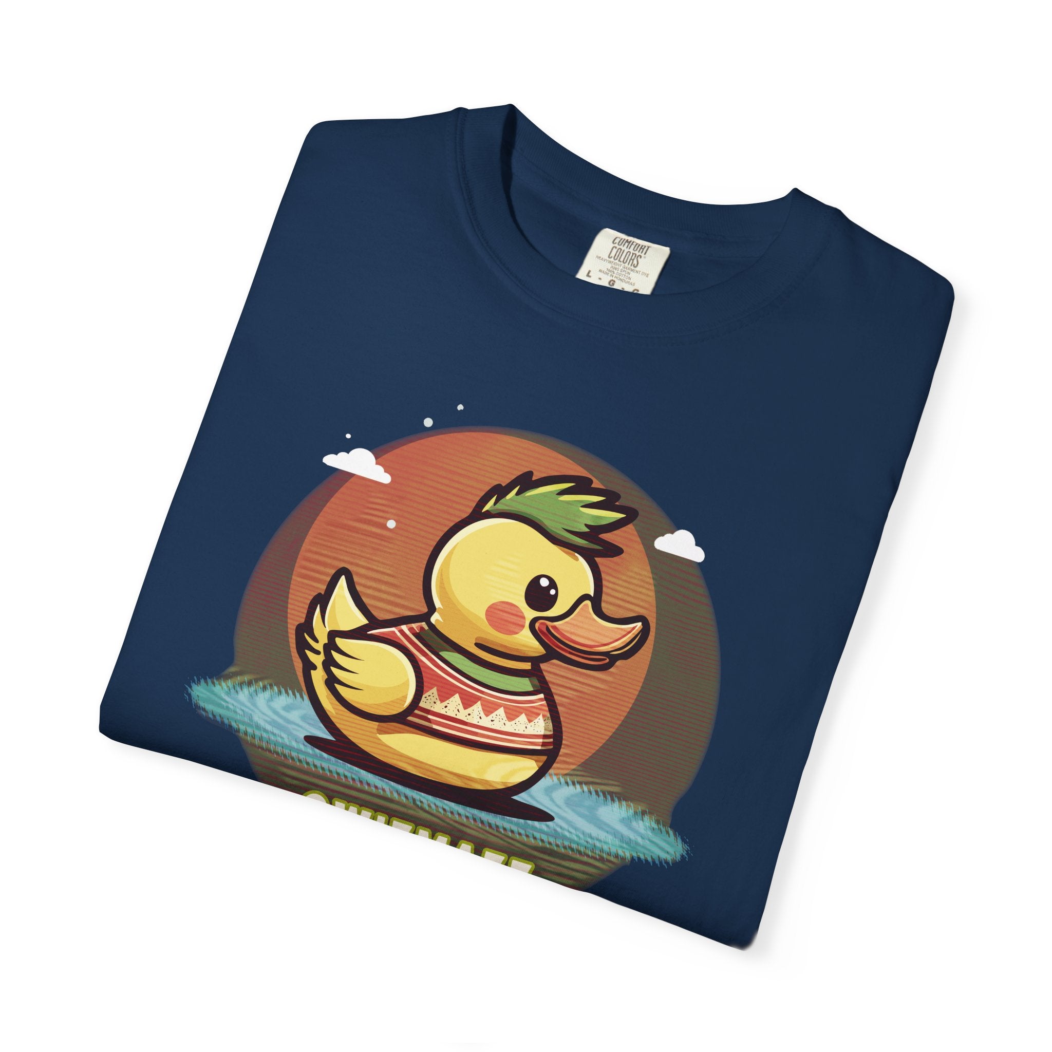 Quimbly the Duck Graphic T-Shirt — Cute Retro Rubber Duck Illustration (QWIZMAZZ)