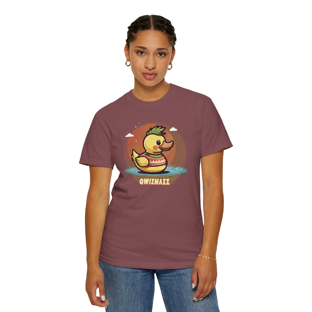 Quimbly the Duck Graphic T-Shirt — Cute Retro Rubber Duck Illustration (QWIZMAZZ)