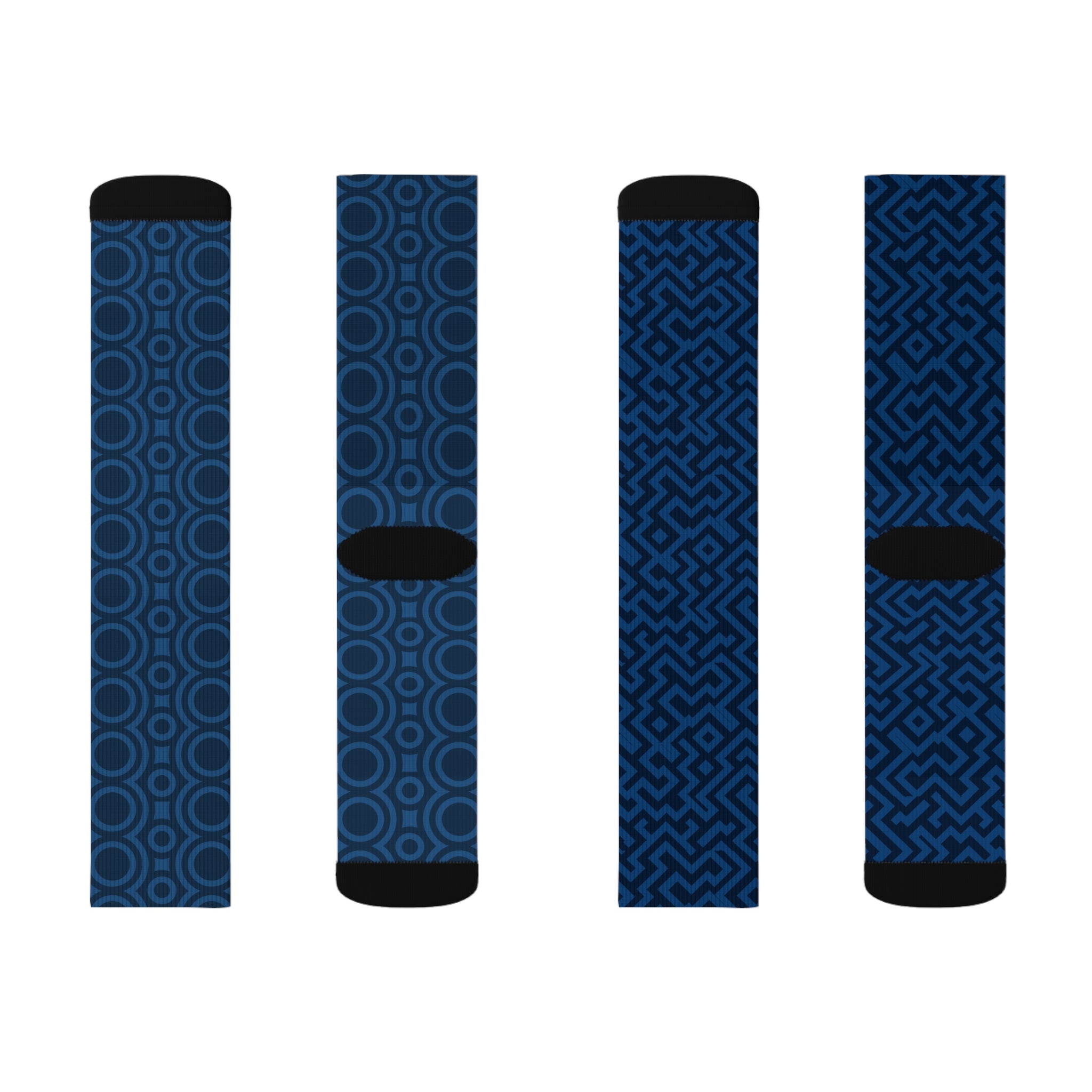 Signal:Lock Socken – Geometrische blaue Crew-Socken | Gemusterte Socken | Stilvolle sportliche Crew-Socken, trendiges Geschenk für ihn, modische Kleidung für sie, gemütliche Socken für alle Gelegenheiten