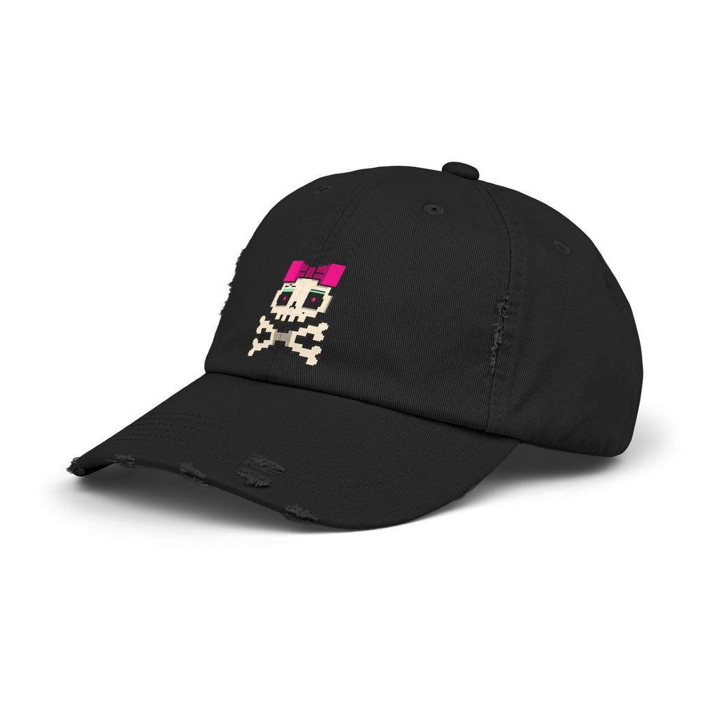 Distressed Skull & Crossbones Cap — Pixel Pink Bow Hat