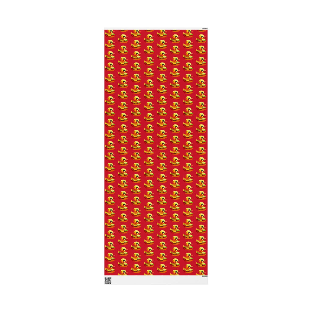Duck Pattern Wrapping Paper Roll — Festive Red Cartoon Duck Gift Wrap for Birthdays & Holidays