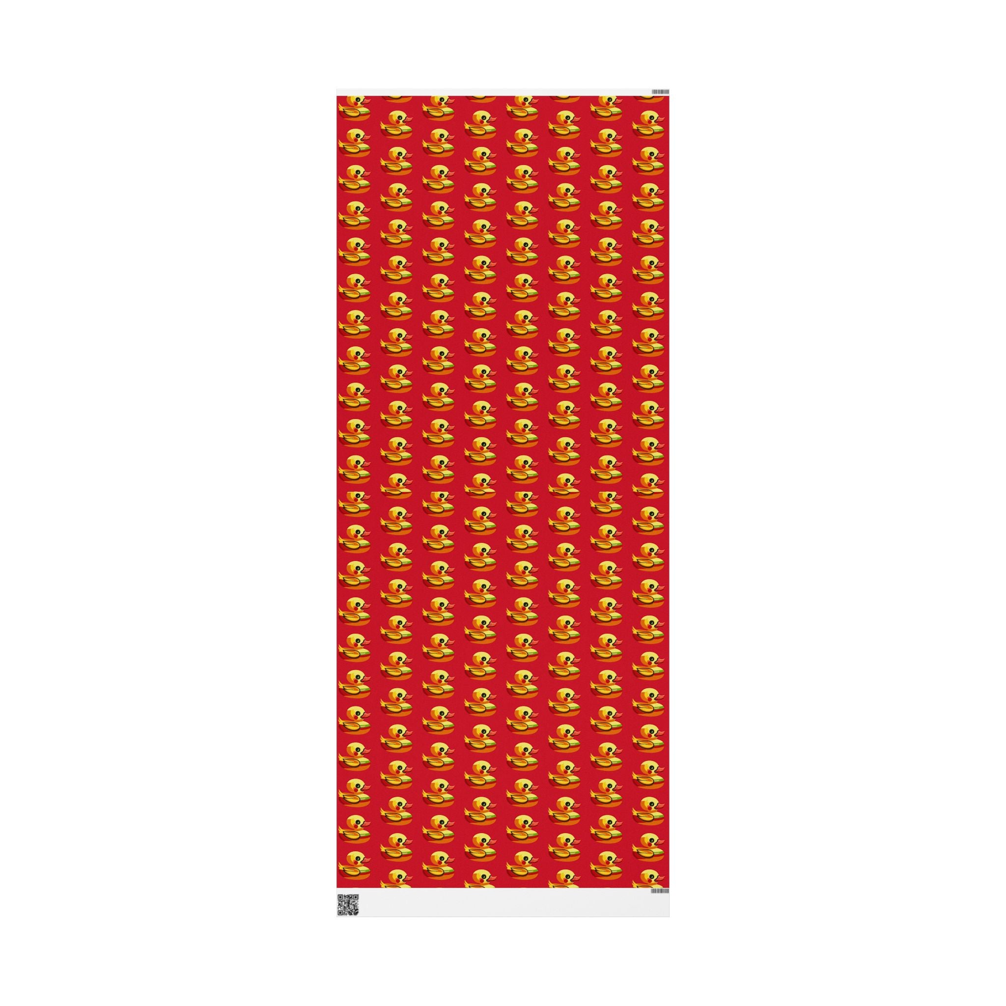 Duck Pattern Wrapping Paper Roll — Festive Red Cartoon Duck Gift Wrap for Birthdays & Holidays