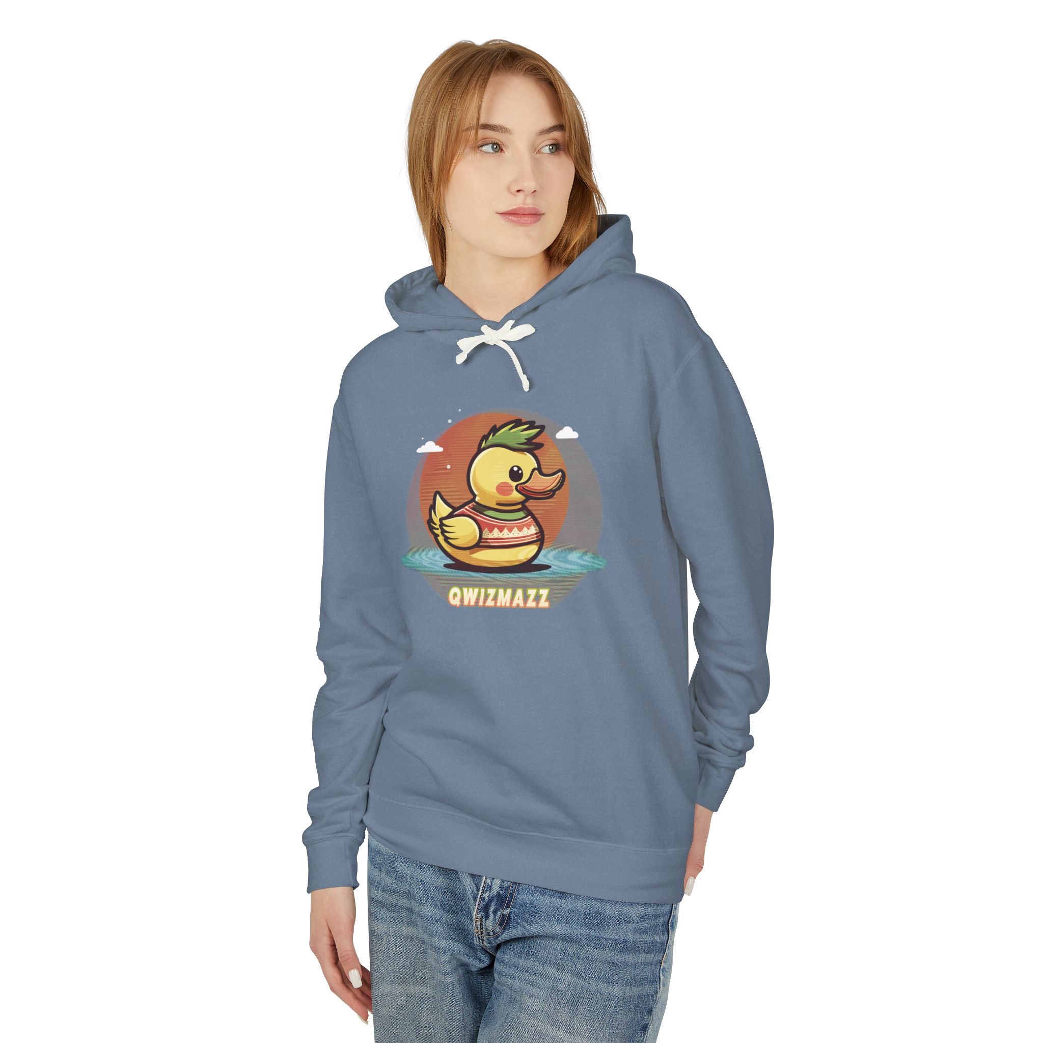 Quimbly the Duck Swim Team Hoodie — Cute Retro Duck Lifeguard Pullover