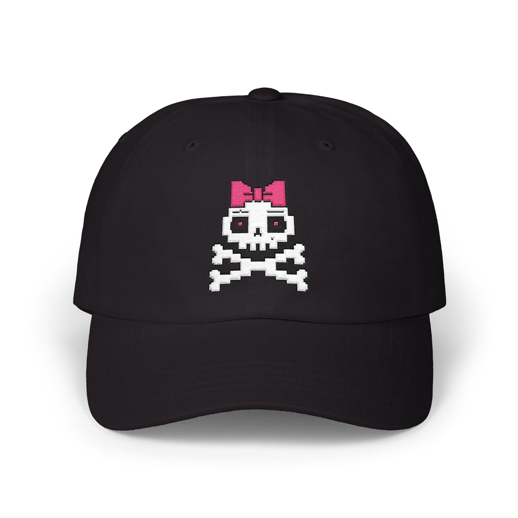 Skull & Bow Dad Cap — Cute Pirate Skull Embroidered Baseball Hat