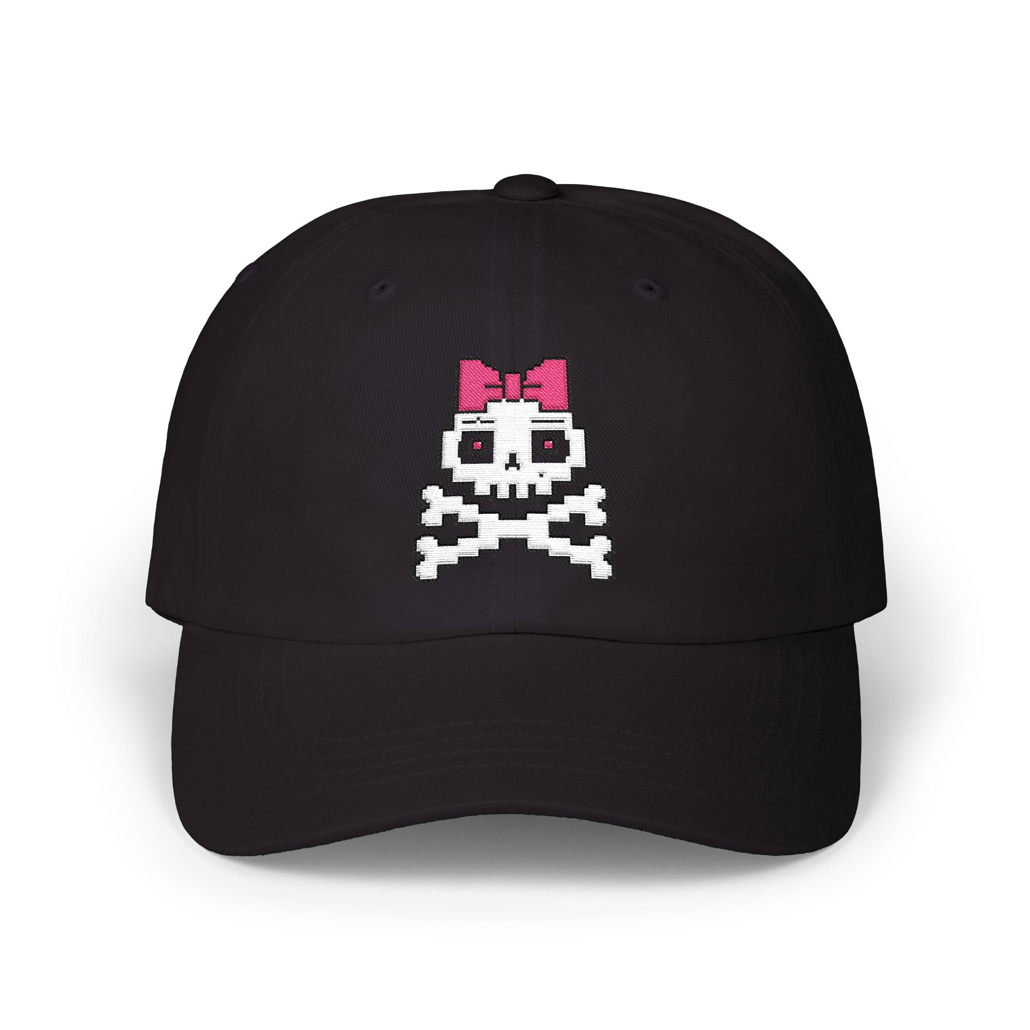 Skull & Bow Dad Cap — Cute Pirate Skull Embroidered Baseball Hat