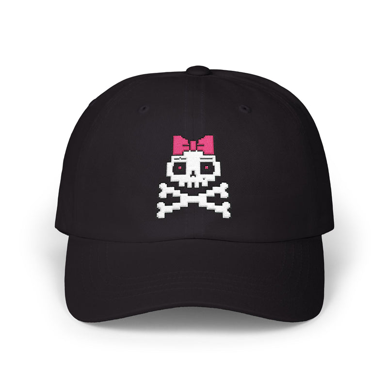 Skull & Bow Dad Cap — Cute Pirate Skull Embroidered Baseball Hat