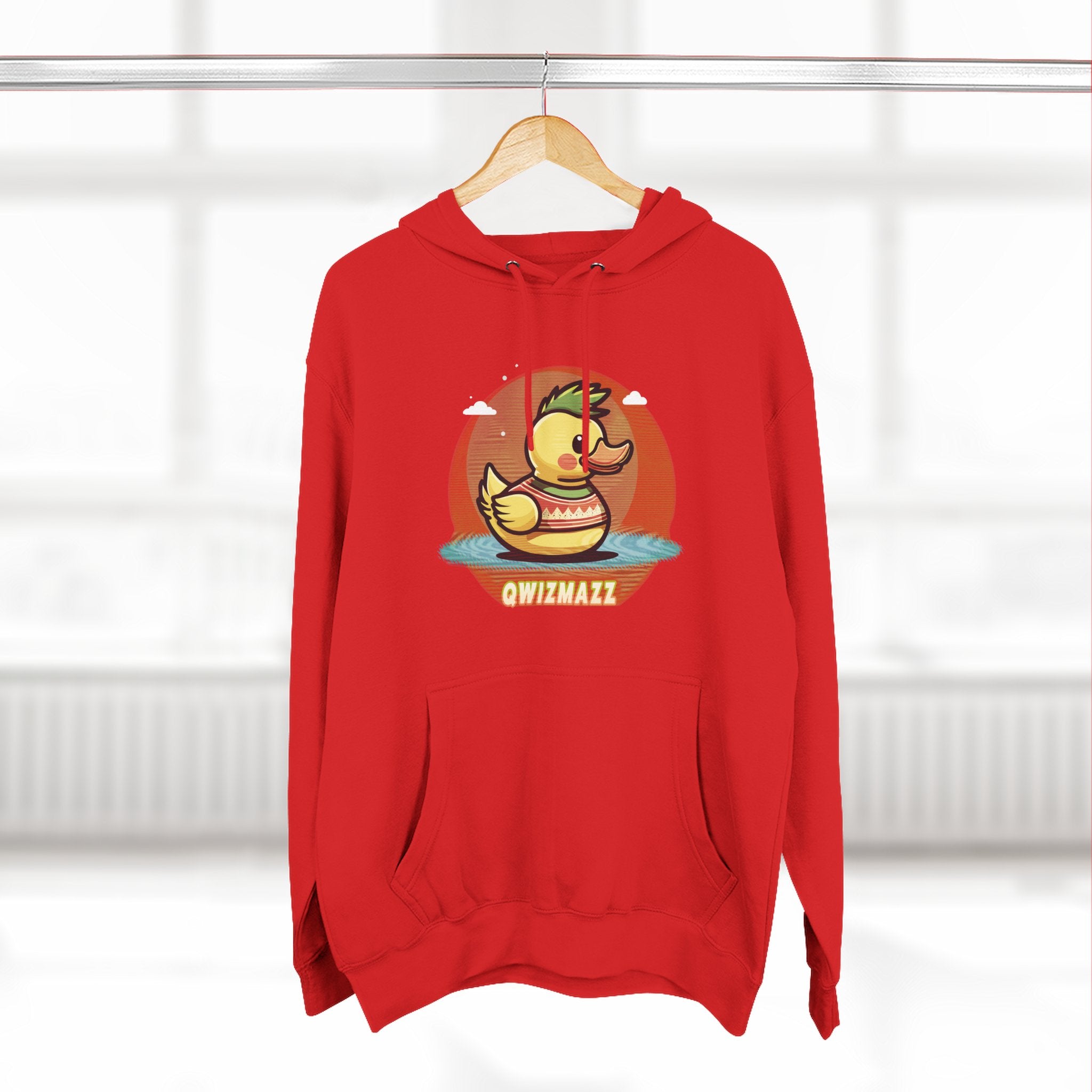 Quimbly the Duck Rubber Duck Retro Hoodie — QWIZMAZZ Graphic Pullover
