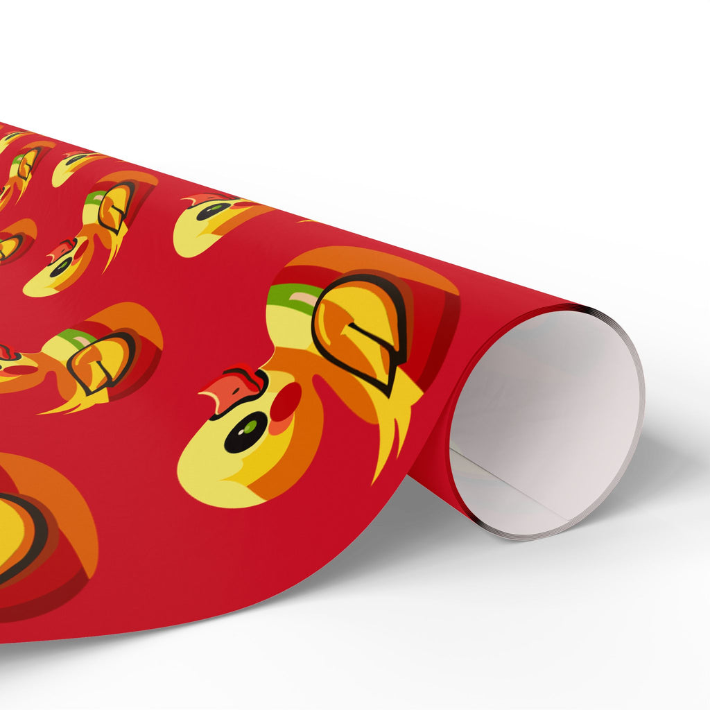Duck Pattern Wrapping Paper Roll — Festive Red Cartoon Duck Gift Wrap for Birthdays & Holidays
