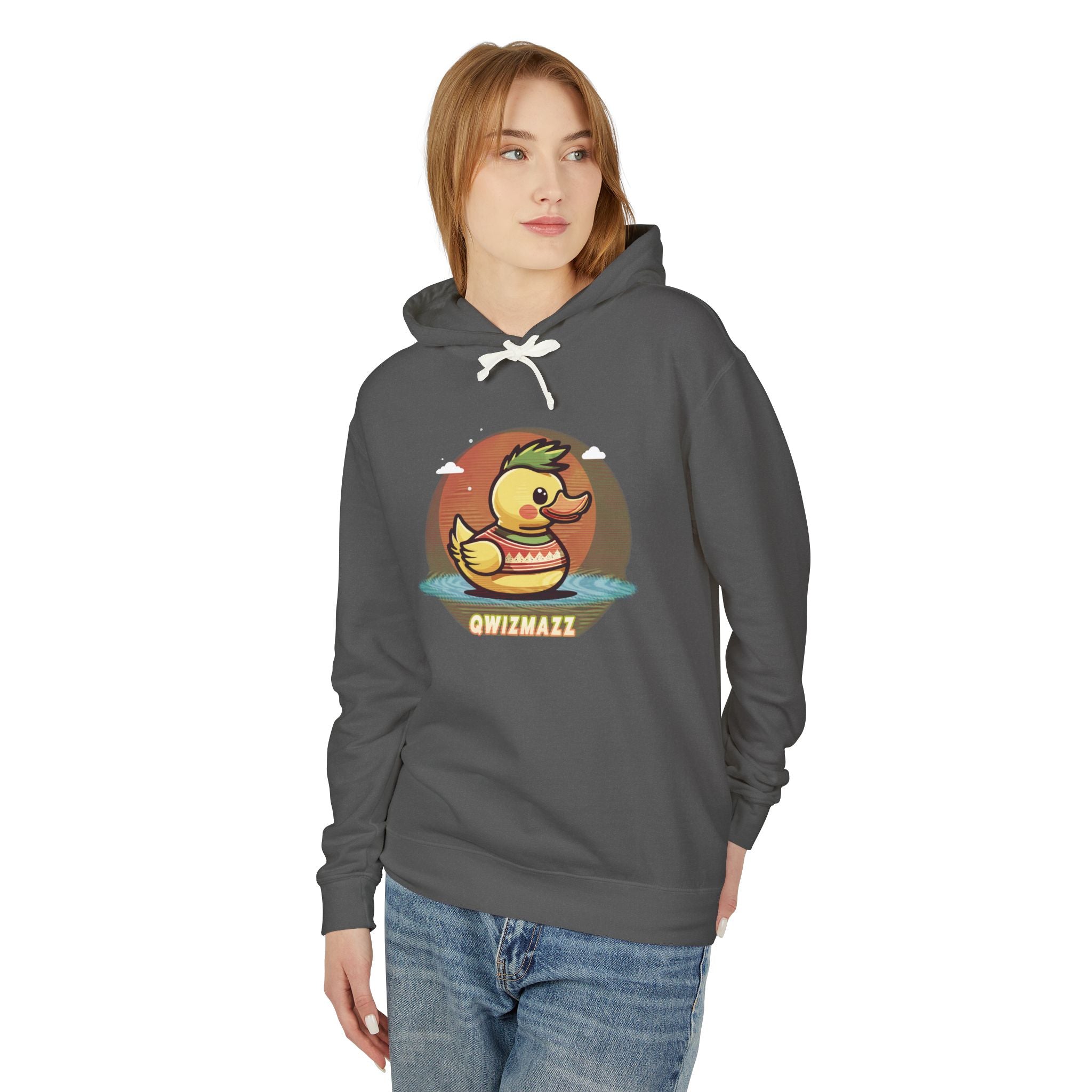 Quimbly the Duck Swim Team Hoodie — Cute Retro Duck Lifeguard Pullover