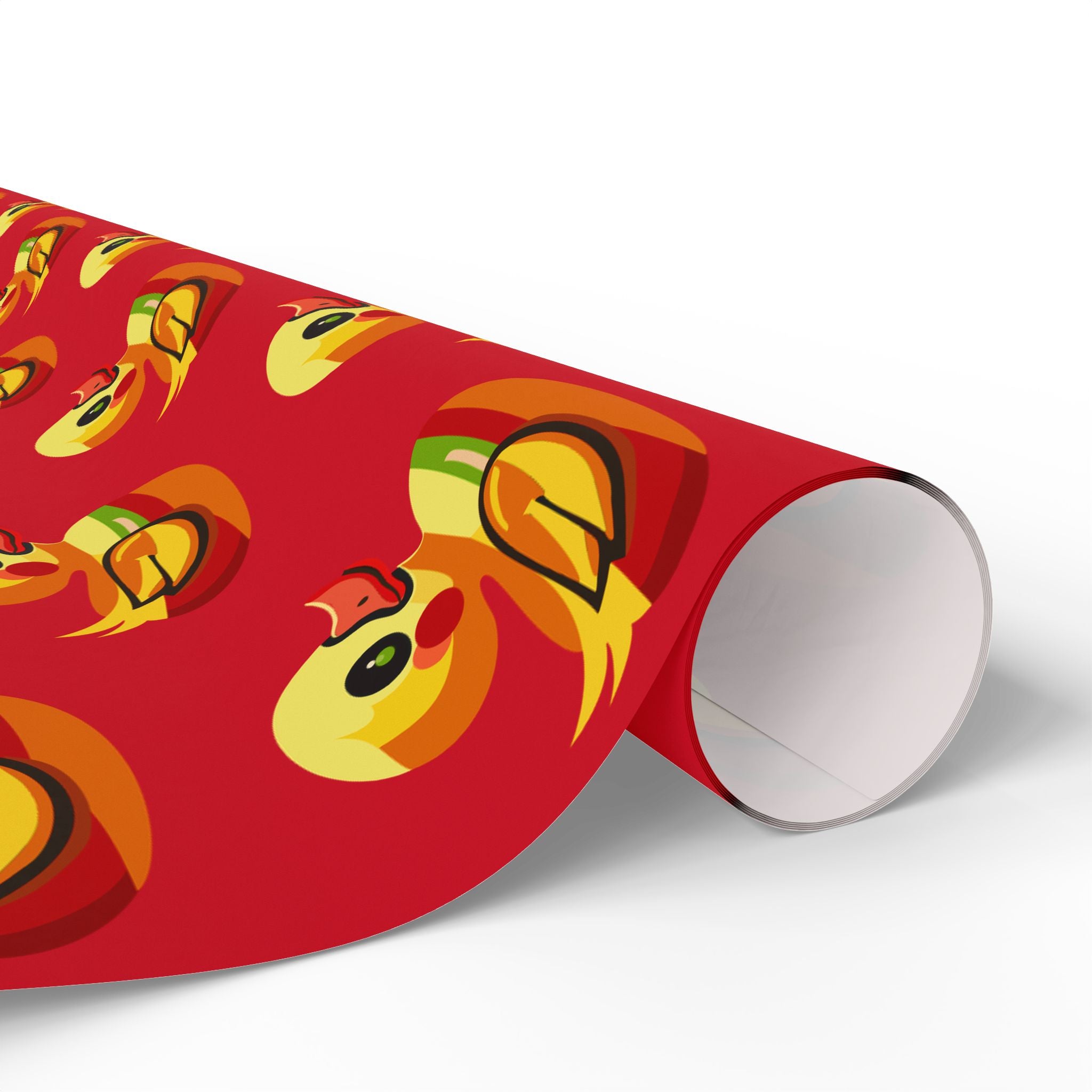 Duck Pattern Wrapping Paper Roll — Festive Red Cartoon Duck Gift Wrap for Birthdays & Holidays