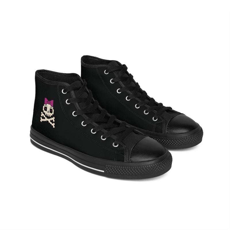 Women's Skull & Bow High-Top Sneaker — Cute Gothic Canvas Shoes