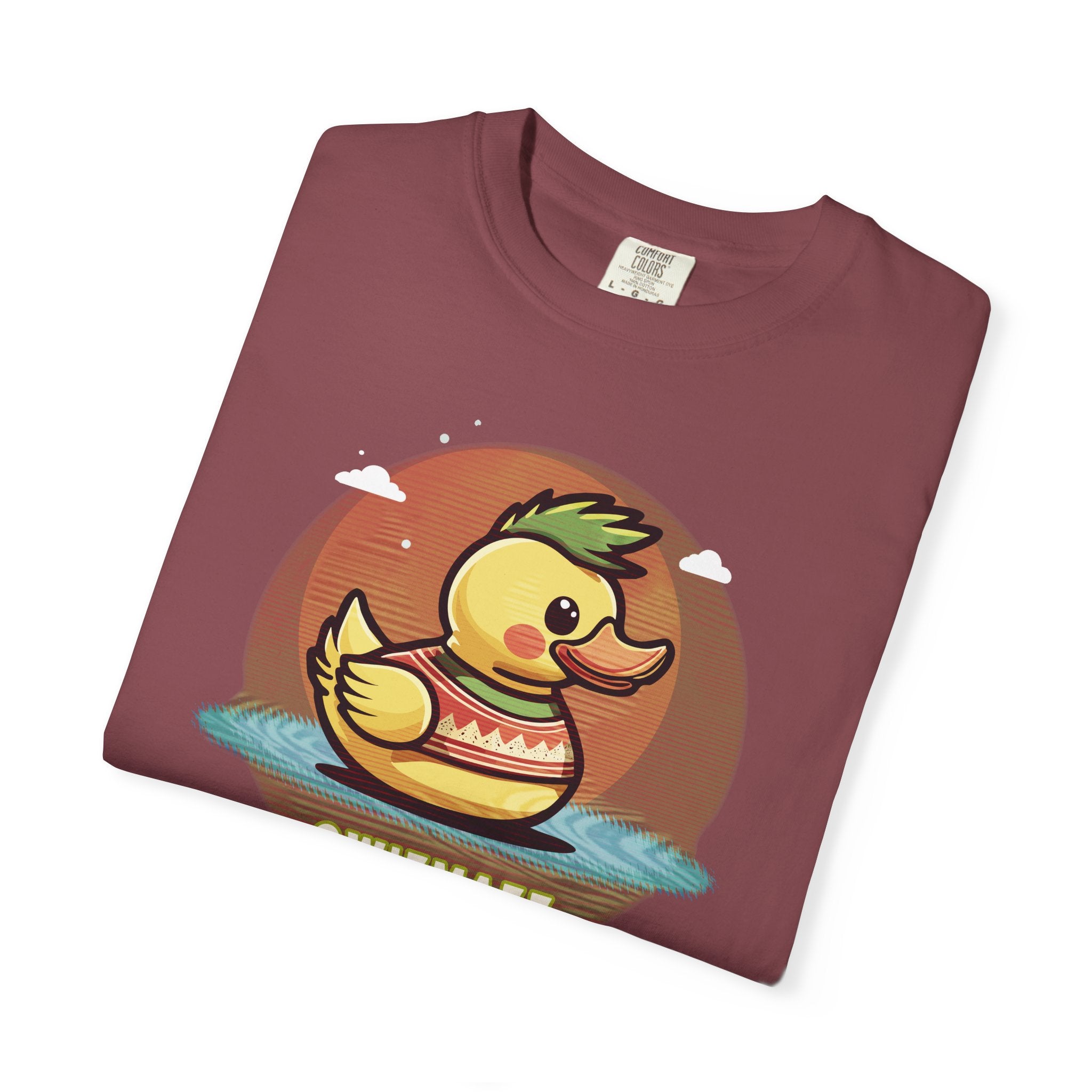 Quimbly the Duck Graphic T-Shirt — Cute Retro Rubber Duck Illustration (QWIZMAZZ)