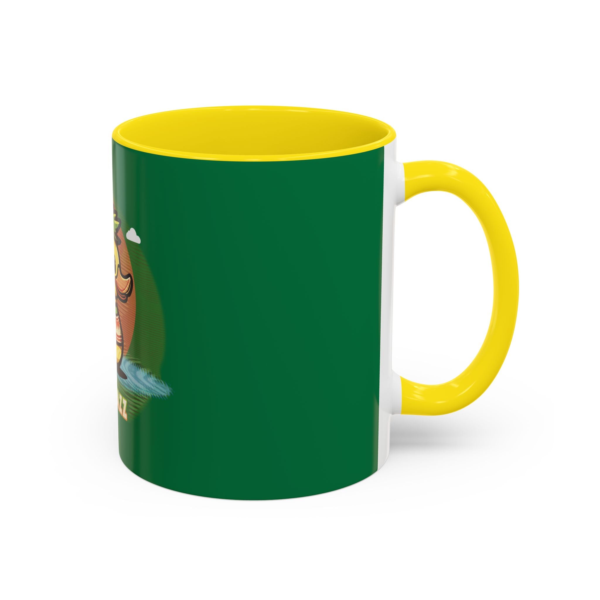 Quimbly the Duck Rubber Duck Coffee Mug - 'QWIZMAZZ' Accent Ceramic Mug (Green)