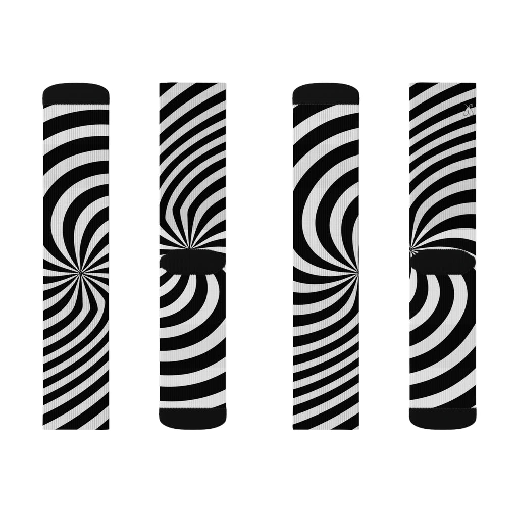 Signal: Direktive-Socken – Op-Art-Sublimationssocken, Psychedelic-Funky-Socken, Strümpfe mit optischer Täuschung, Socken mit Retro-Print, Schuhe mit geometrischem Muster