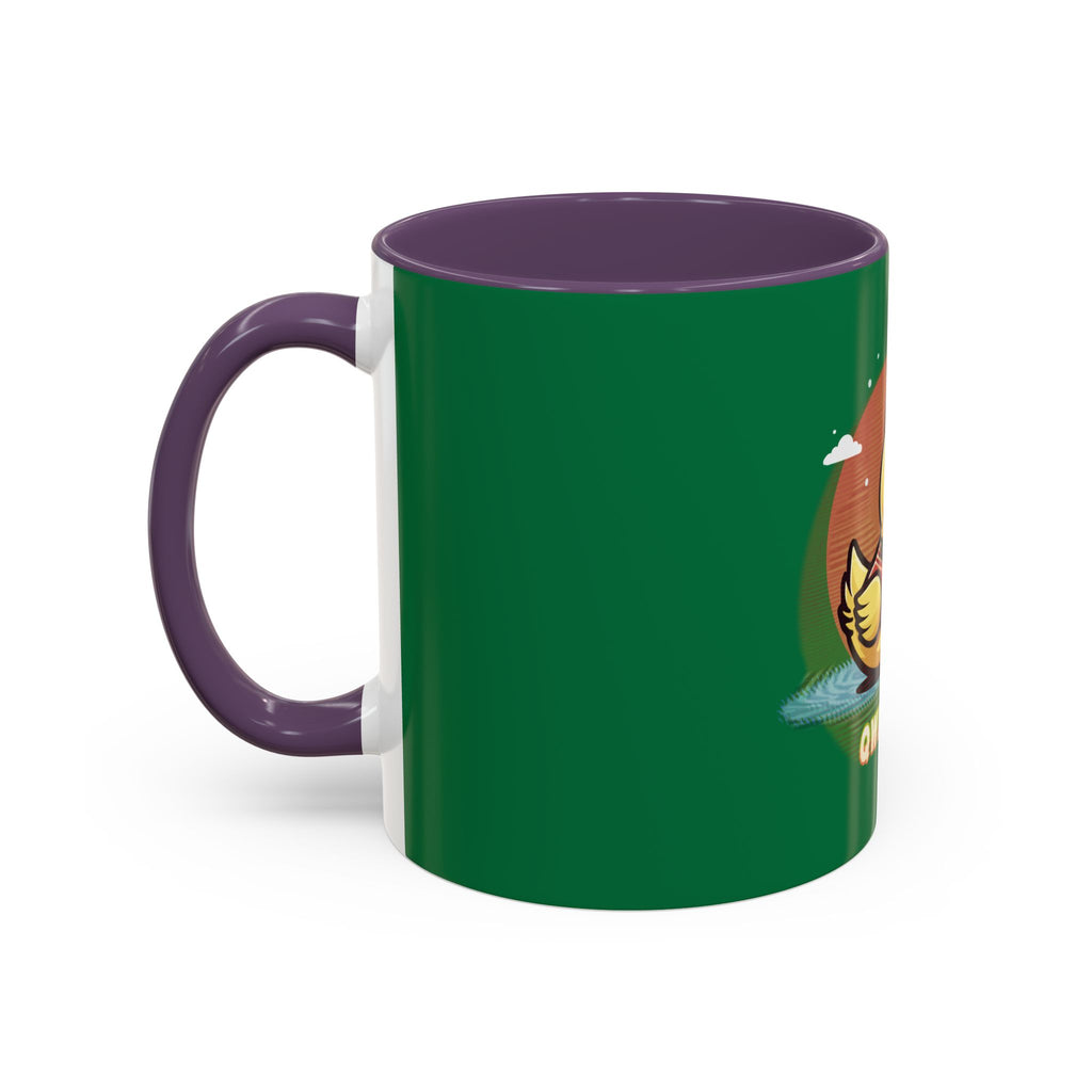 Quimbly the Duck Rubber Duck Coffee Mug - 'QWIZMAZZ' Accent Ceramic Mug (Green)