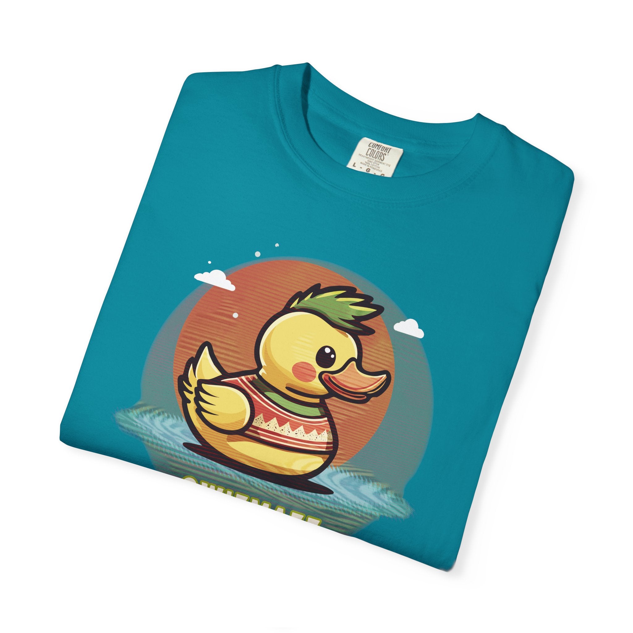 Quimbly the Duck Graphic T-Shirt — Cute Retro Rubber Duck Illustration (QWIZMAZZ)