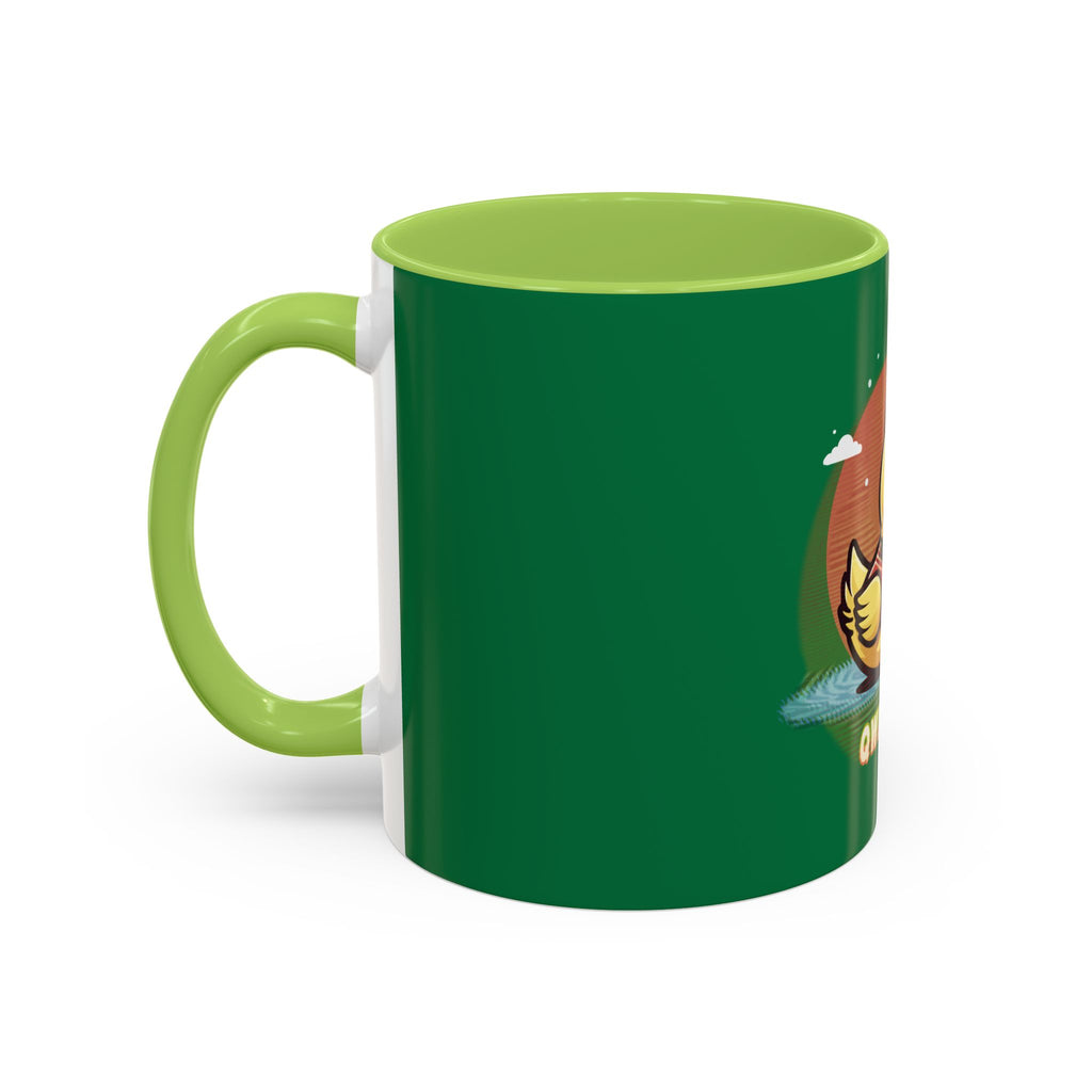 Quimbly the Duck Rubber Duck Coffee Mug - 'QWIZMAZZ' Accent Ceramic Mug (Green)