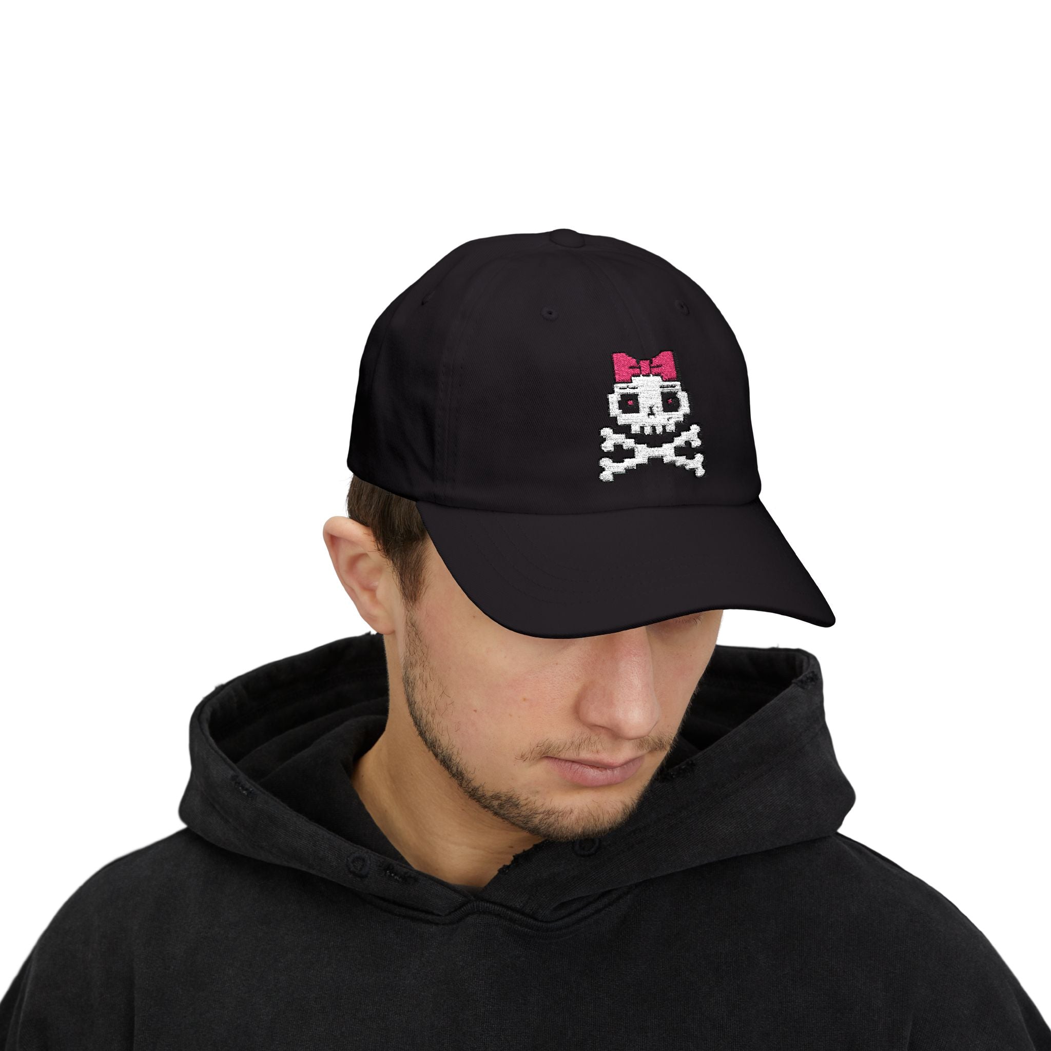 Skull & Bow Dad Cap — Cute Pirate Skull Embroidered Baseball Hat