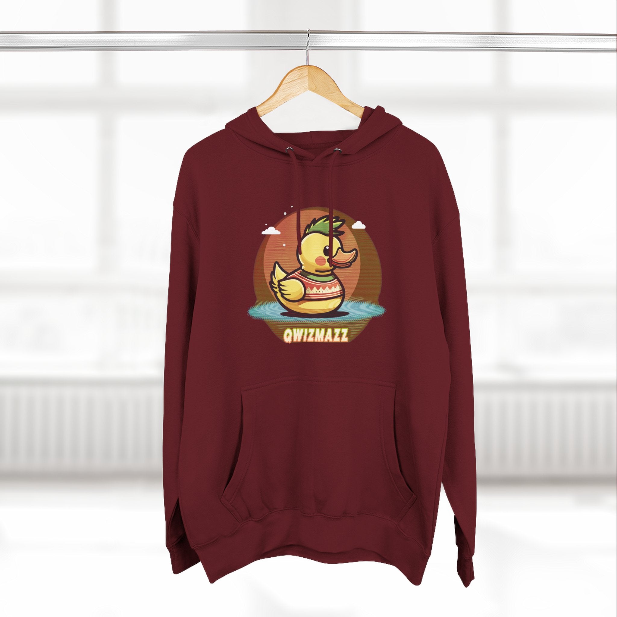 Quimbly the Duck Rubber Duck Retro Hoodie — QWIZMAZZ Graphic Pullover